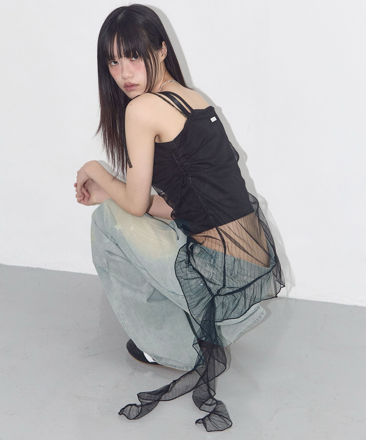 FANCY CLUB 蕾絲抽皺層次洋裝 F25QD815BK