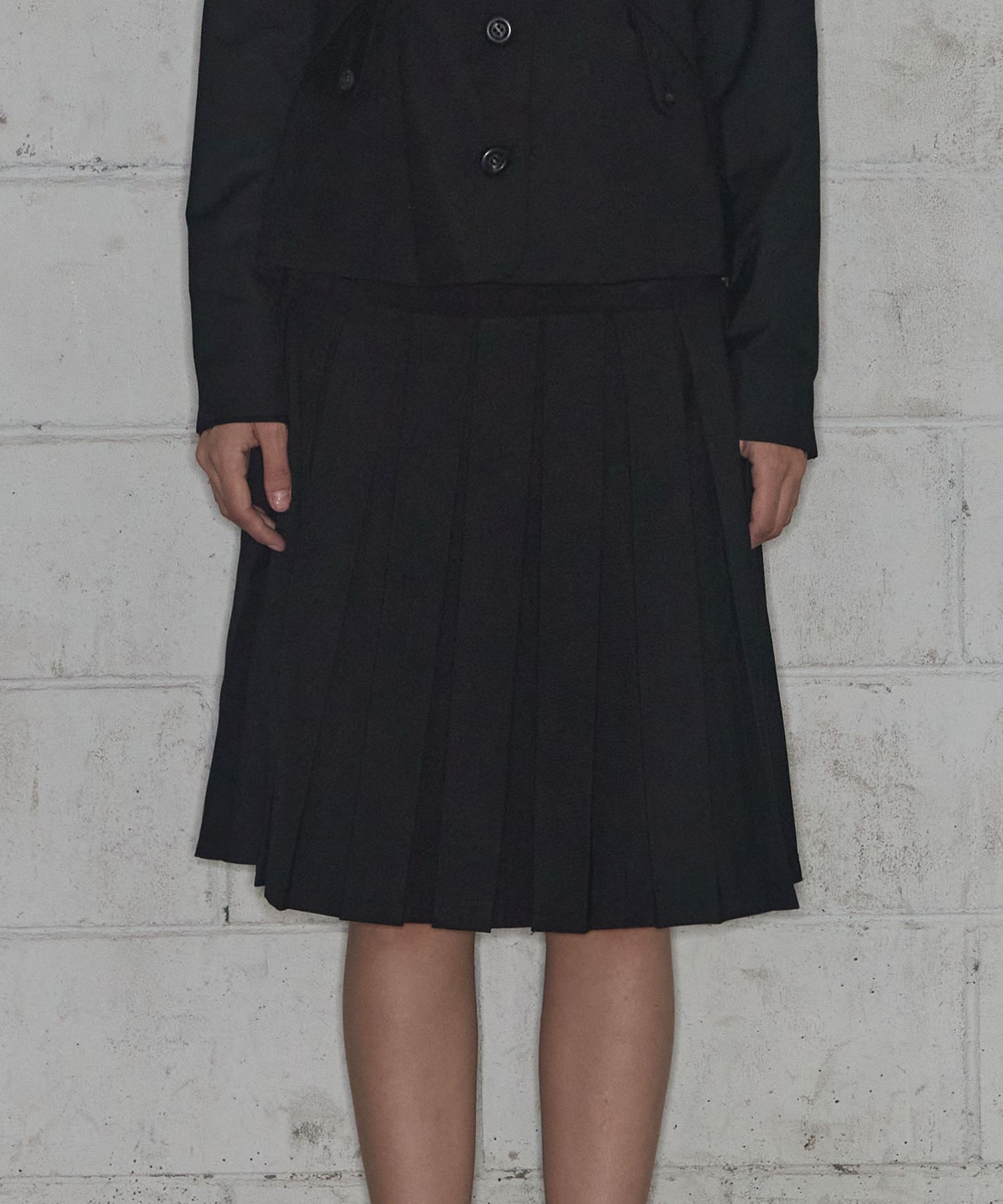 FANCY CLUB 經典釦環細褶中長裙 (黑色) F25ZD970BK