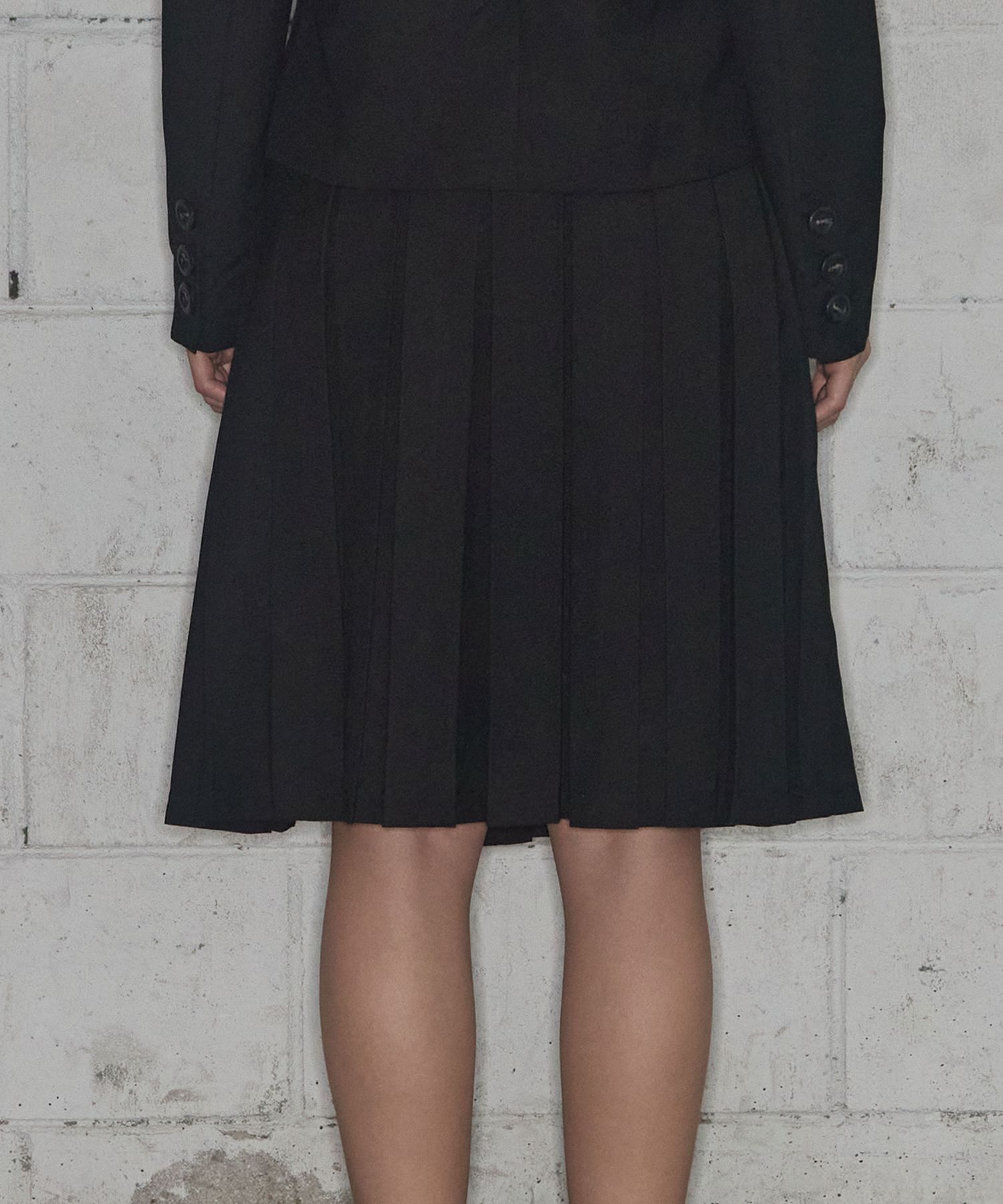 FANCY CLUB 經典釦環細褶中長裙 (黑色) F25ZD970BK