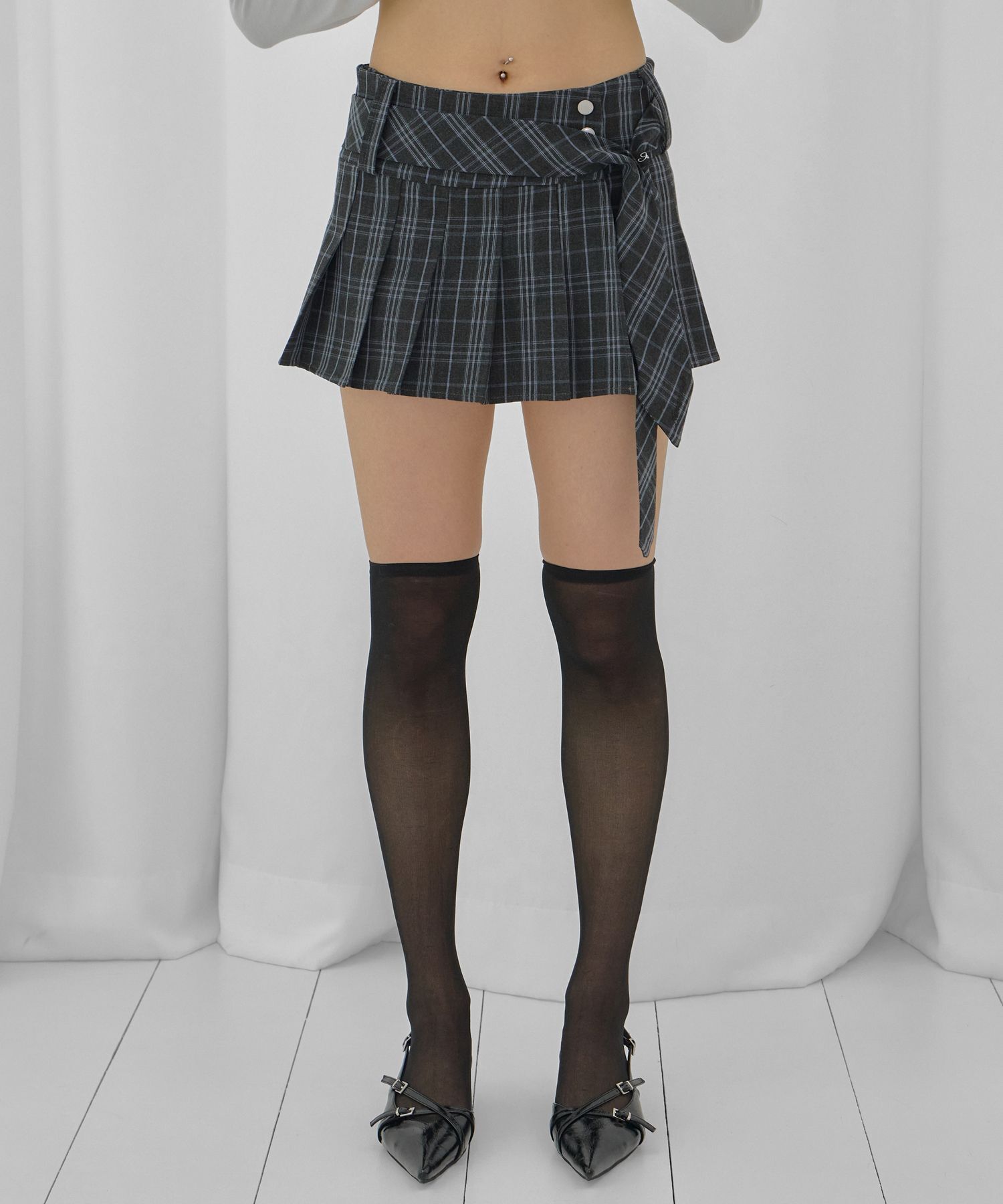 FANCY CLUB 格紋百褶裹身裙 F26QD159CH