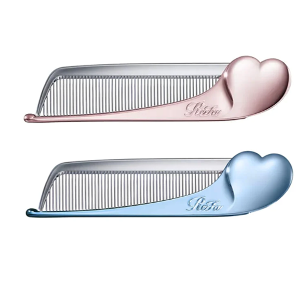 1ME1231-199 [REFA] 摺疊式心形梳玫瑰金/水藍色 (BR)