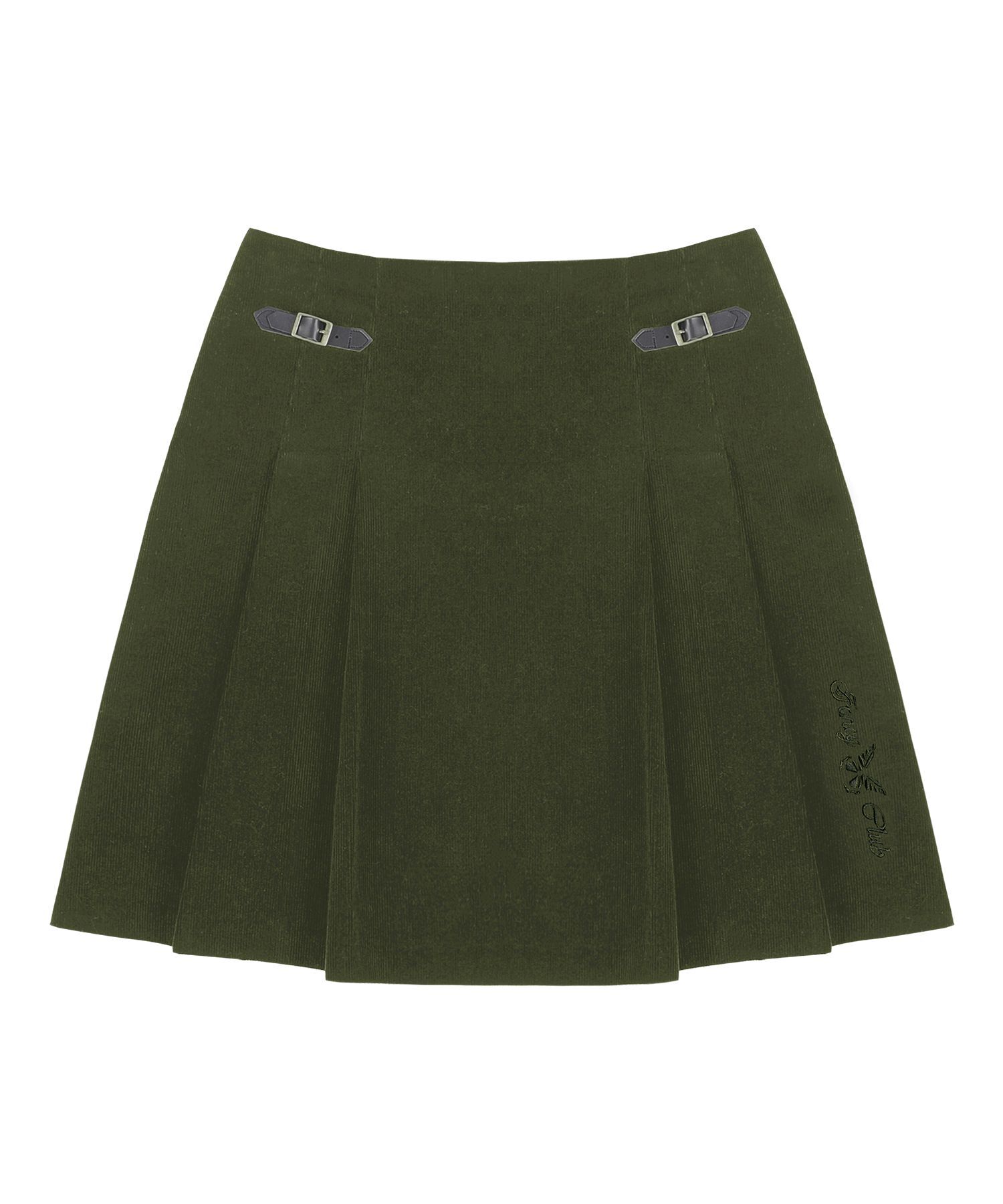 FANCY CLUB 燈芯絨扣環百褶裙 卡其 F23ZC860KH