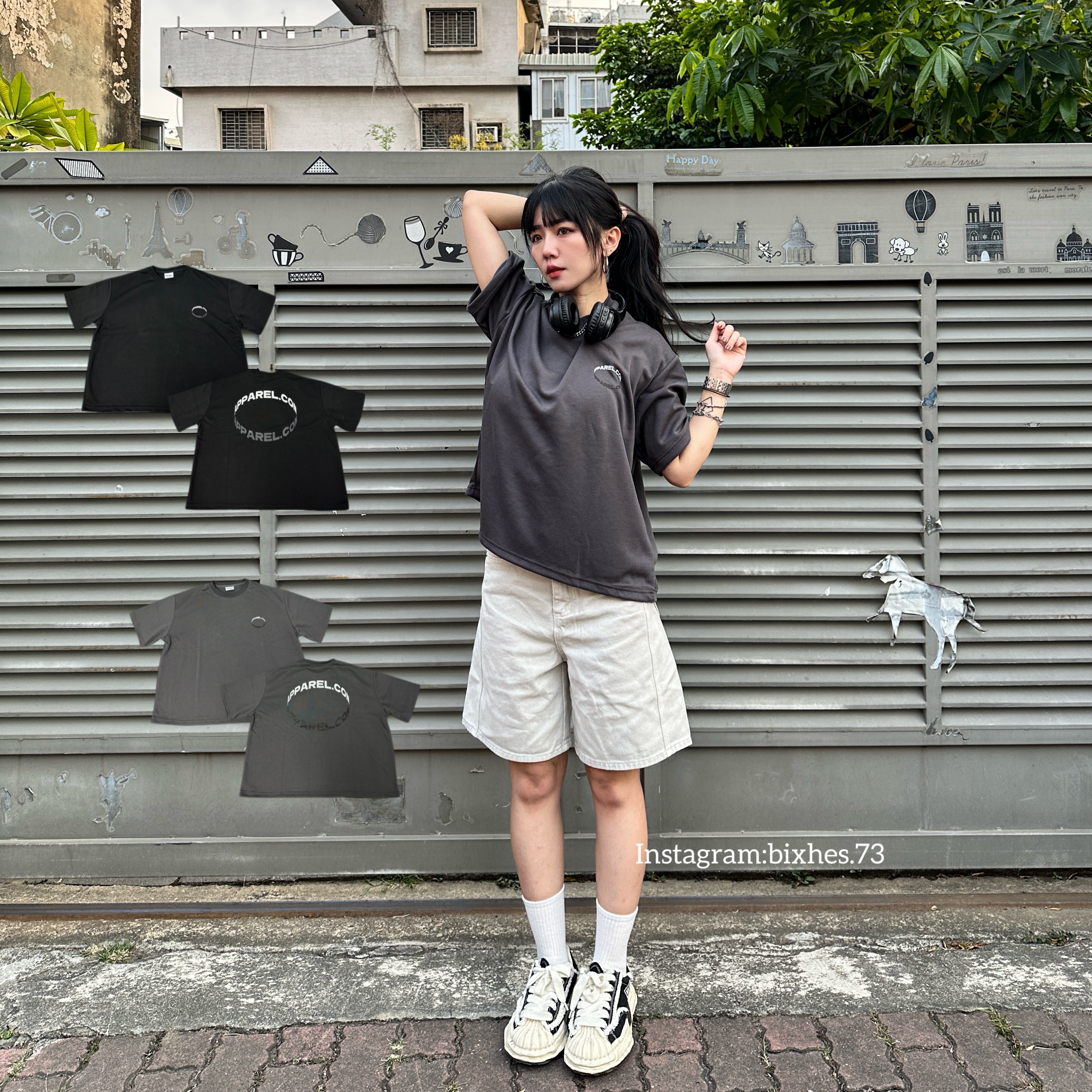 環繞字母寬短短T(A00006)