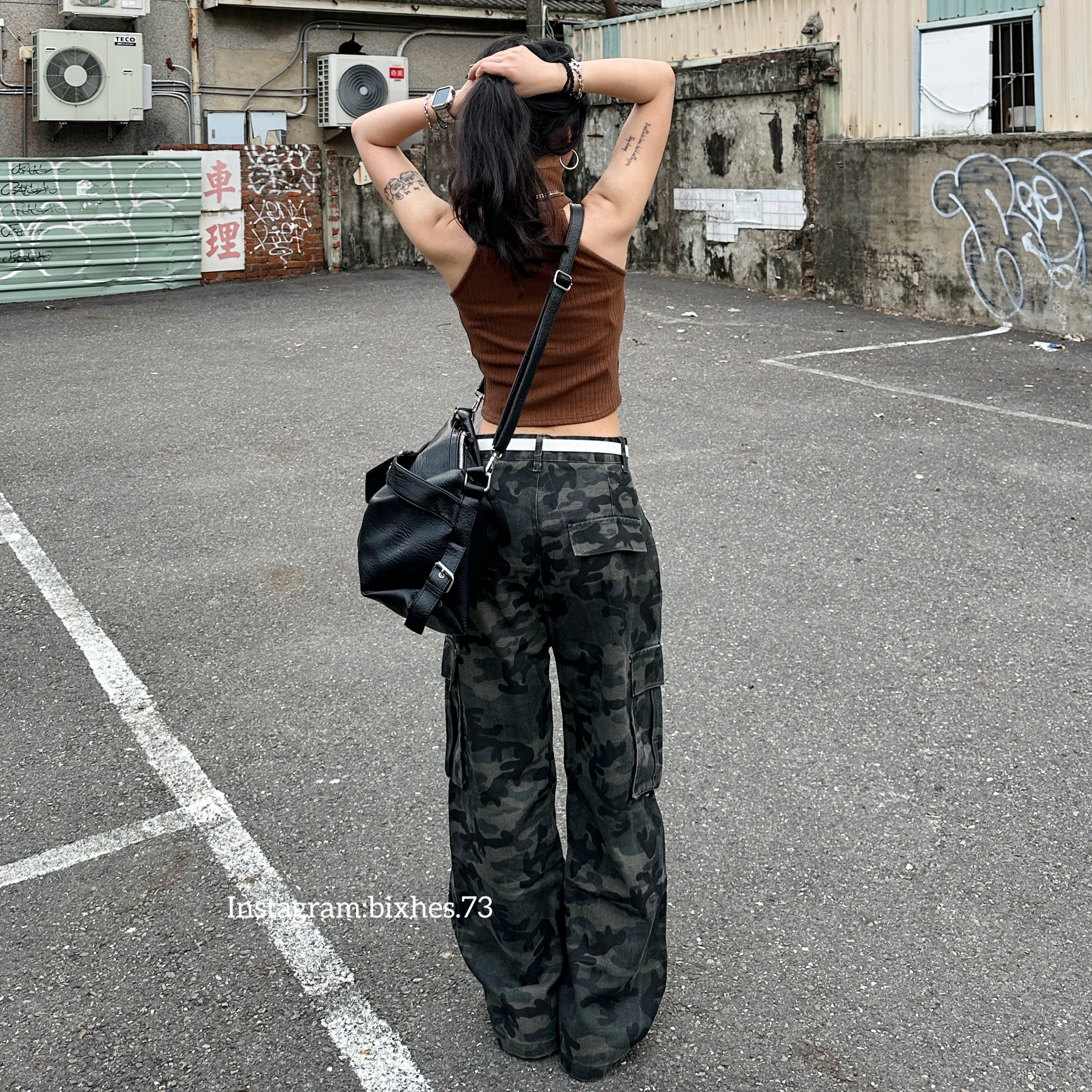 迷彩大口袋寬版長褲(E00008)