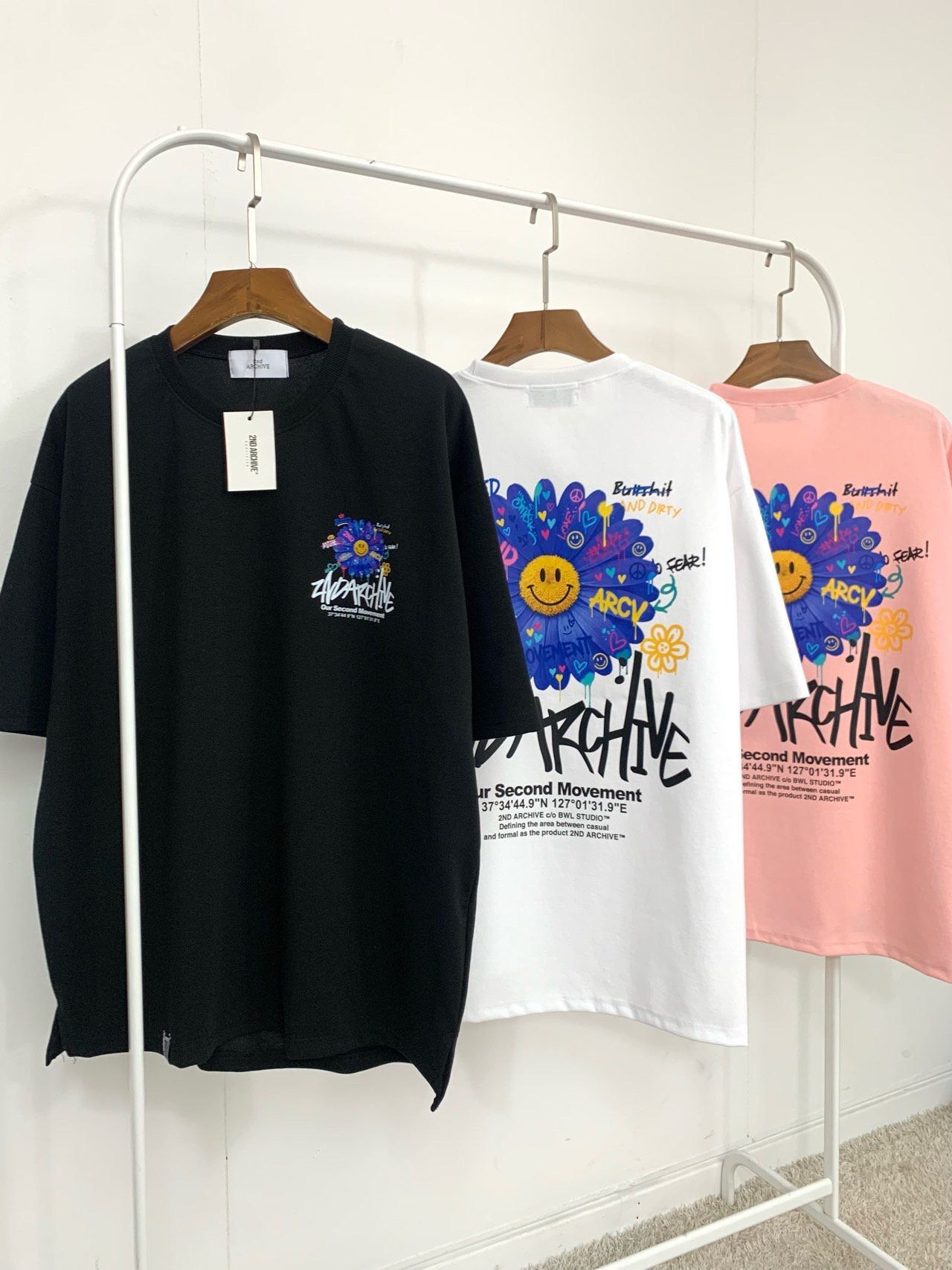花花圖案英文字短袖Tee 2nd-351T