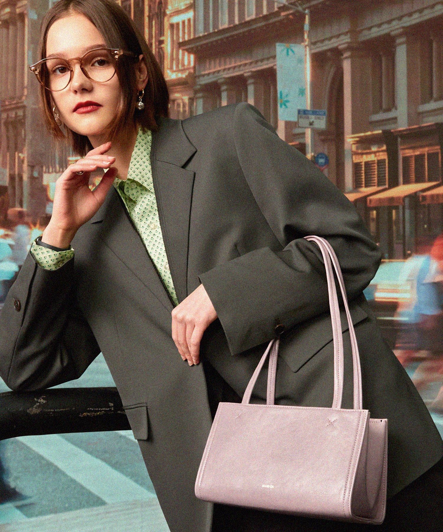 STAND OIL 迷你方形斜背包 薰衣草 22F-026A-LV