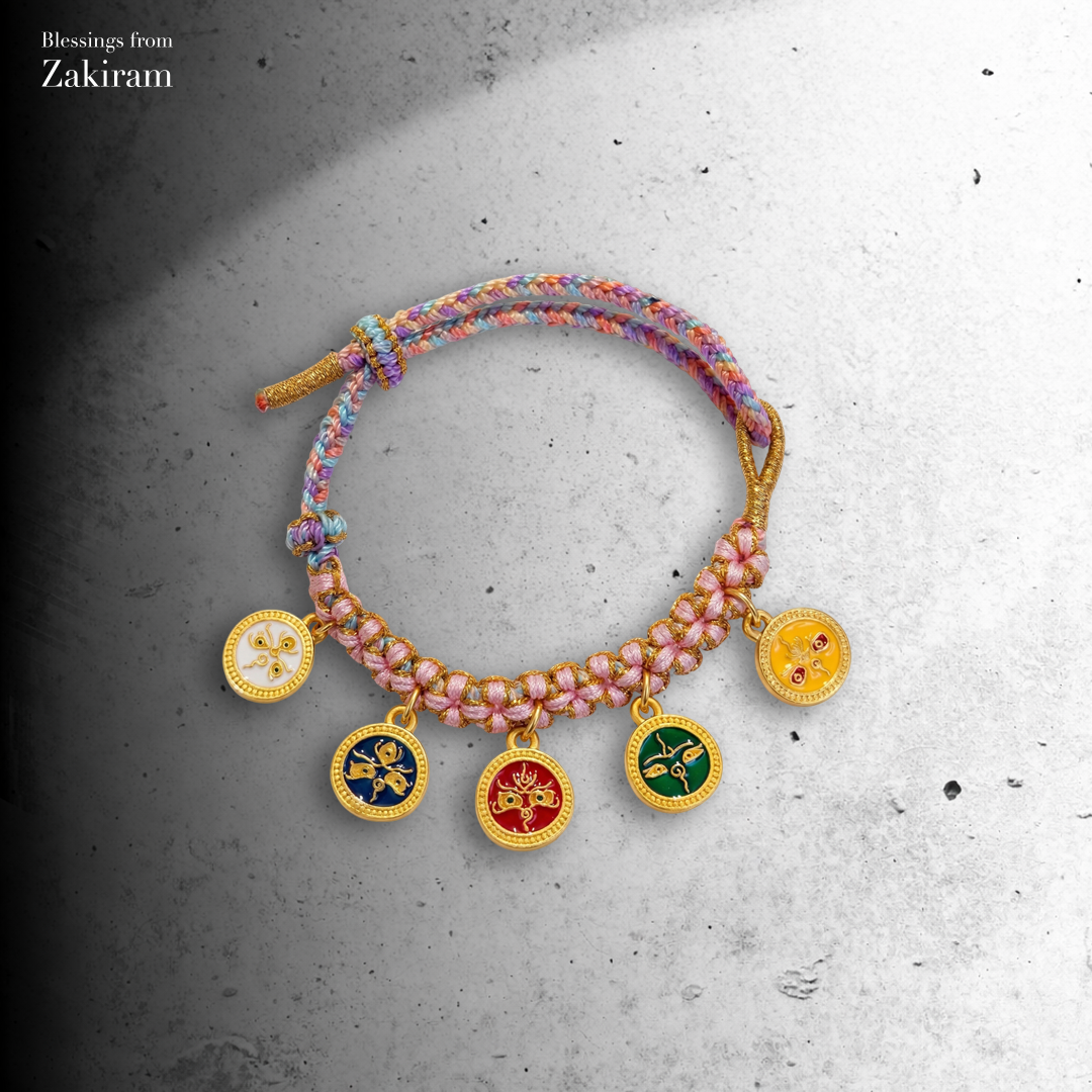 五姓財神 可調節手繩（粉）