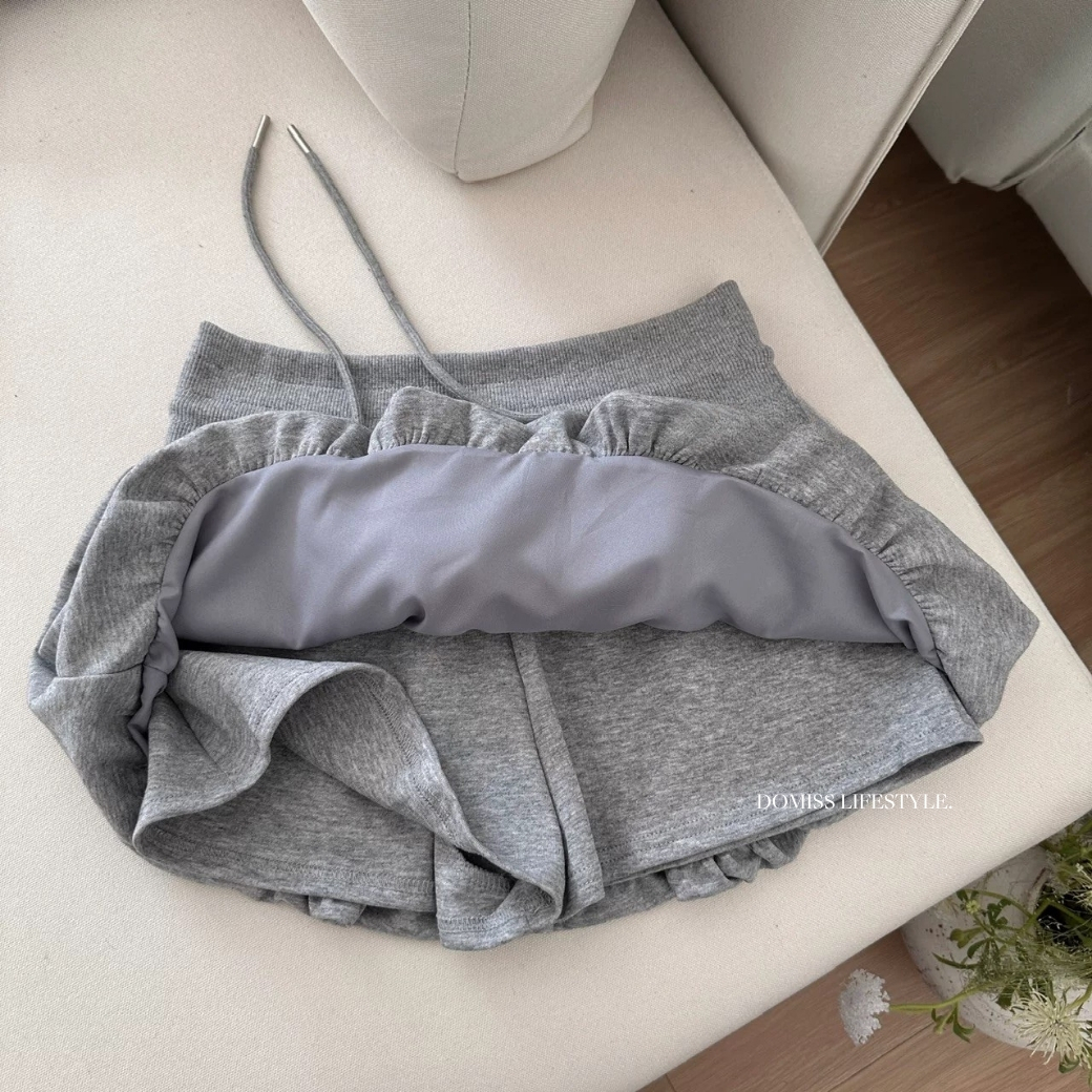 【立體燈籠裙】DOMISS顯瘦棉質短褲裙-3色 棉褲裙 燈籠裙 裙子 褲裙(現+預)