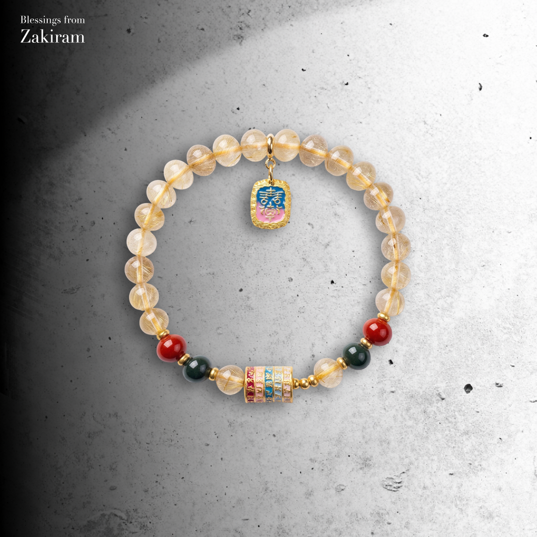 扎基拉姆  轉經輪 髪晶手串