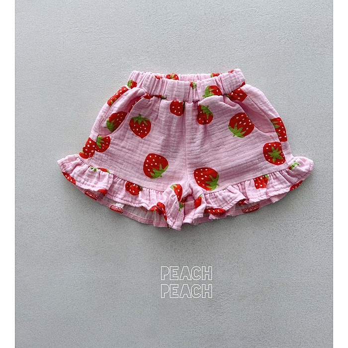 正韓夏PEACHPEACH 兩色花邊草莓褲