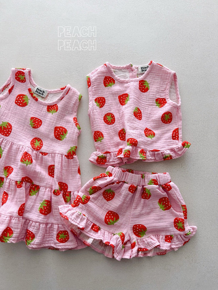 正韓夏PEACHPEACH 兩色花邊草莓褲