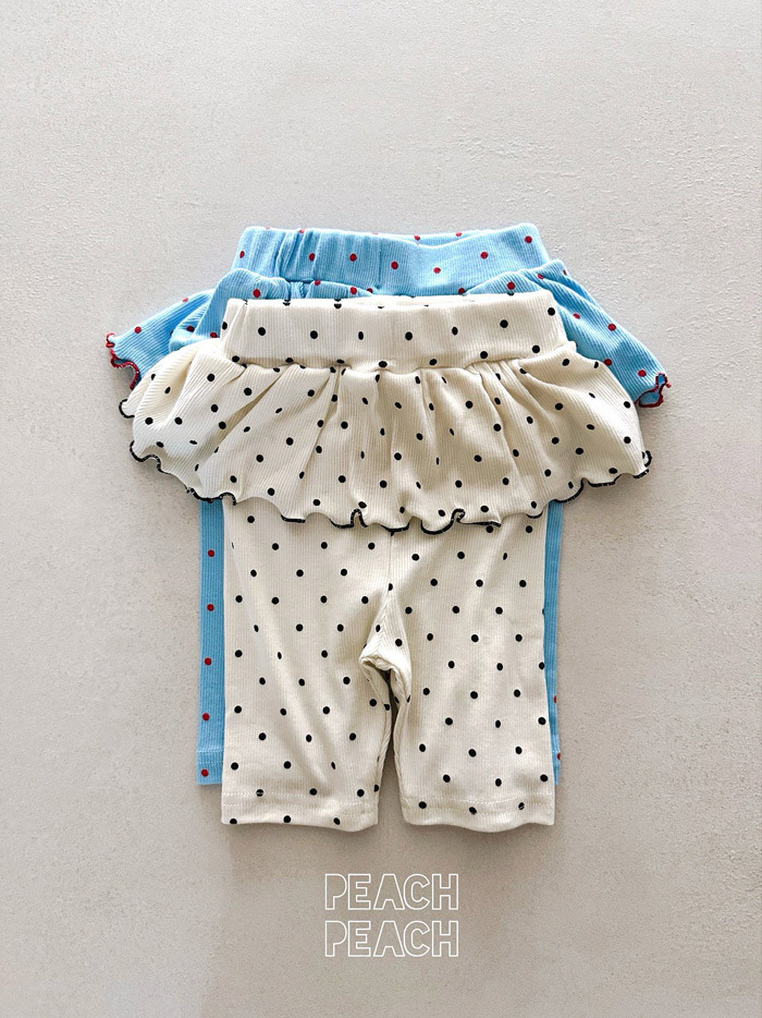 正韓夏PEACHPEACH 兩色點點花邊假兩件內搭褲