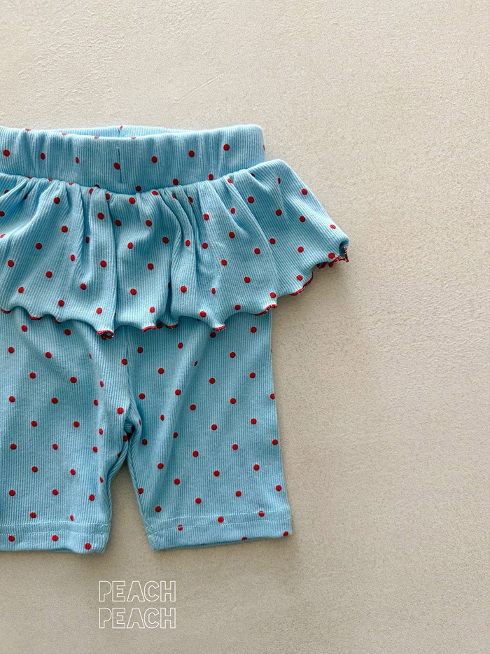 正韓夏PEACHPEACH 兩色點點花邊假兩件內搭褲