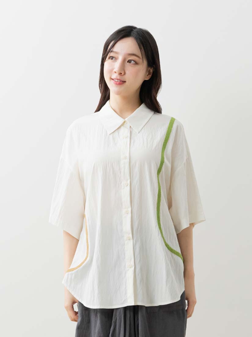 寬鬆造型撞色毛巾繡上衣