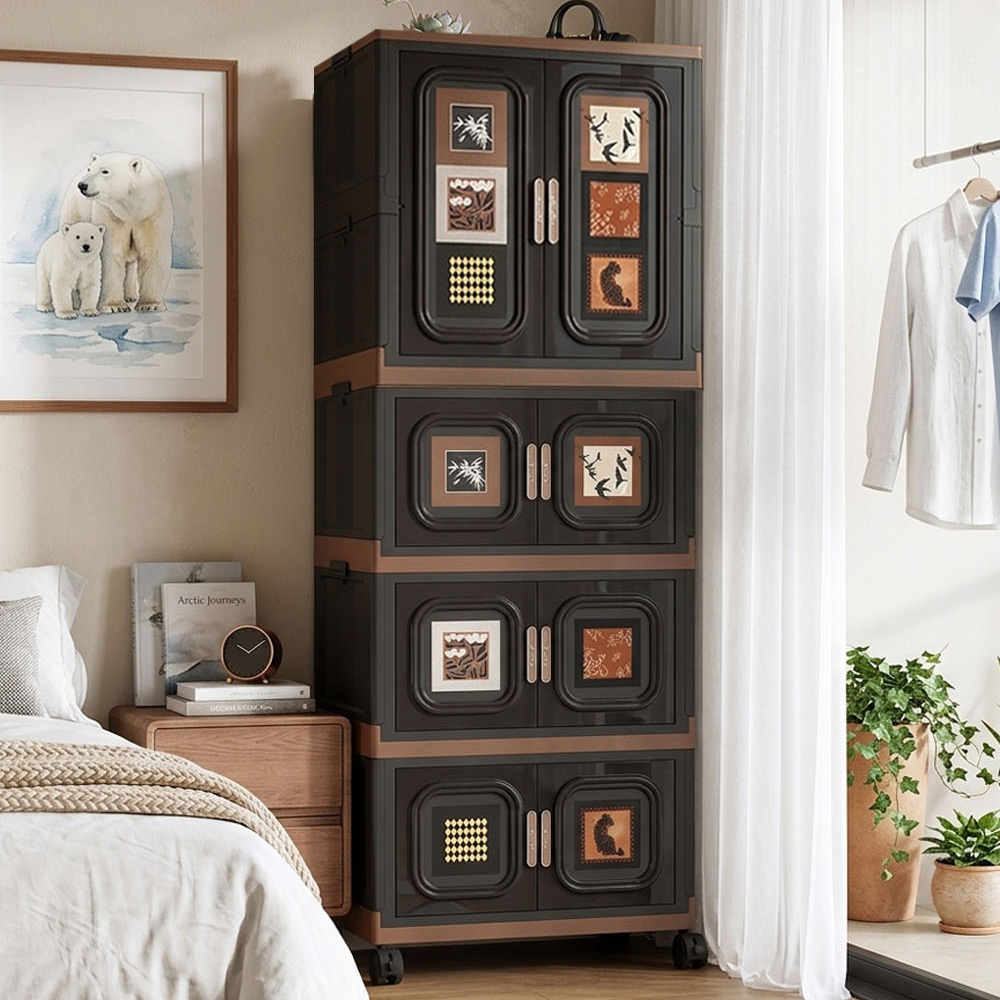 【AOTTO】70面寬大容量雙開門附輪折疊收納衣櫃(AT-603)