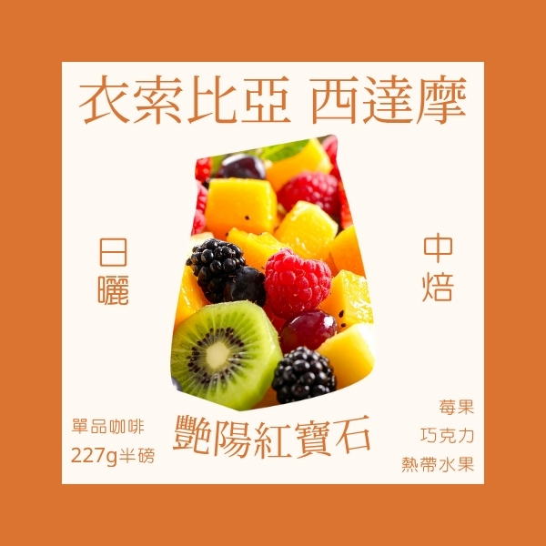 衣索比亞 艷陽紅寶石 | 西達摩 日曬 | 莓果、熱帶水果、巧克力 風味 | 優質咖啡