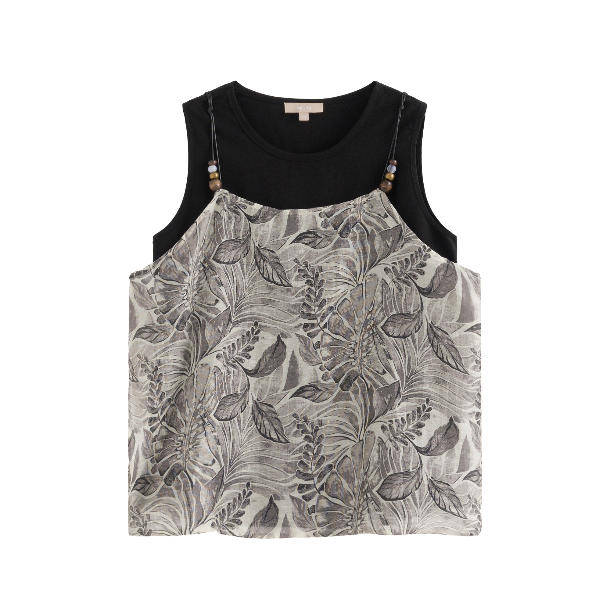 mi-tu 印花假兩件背心