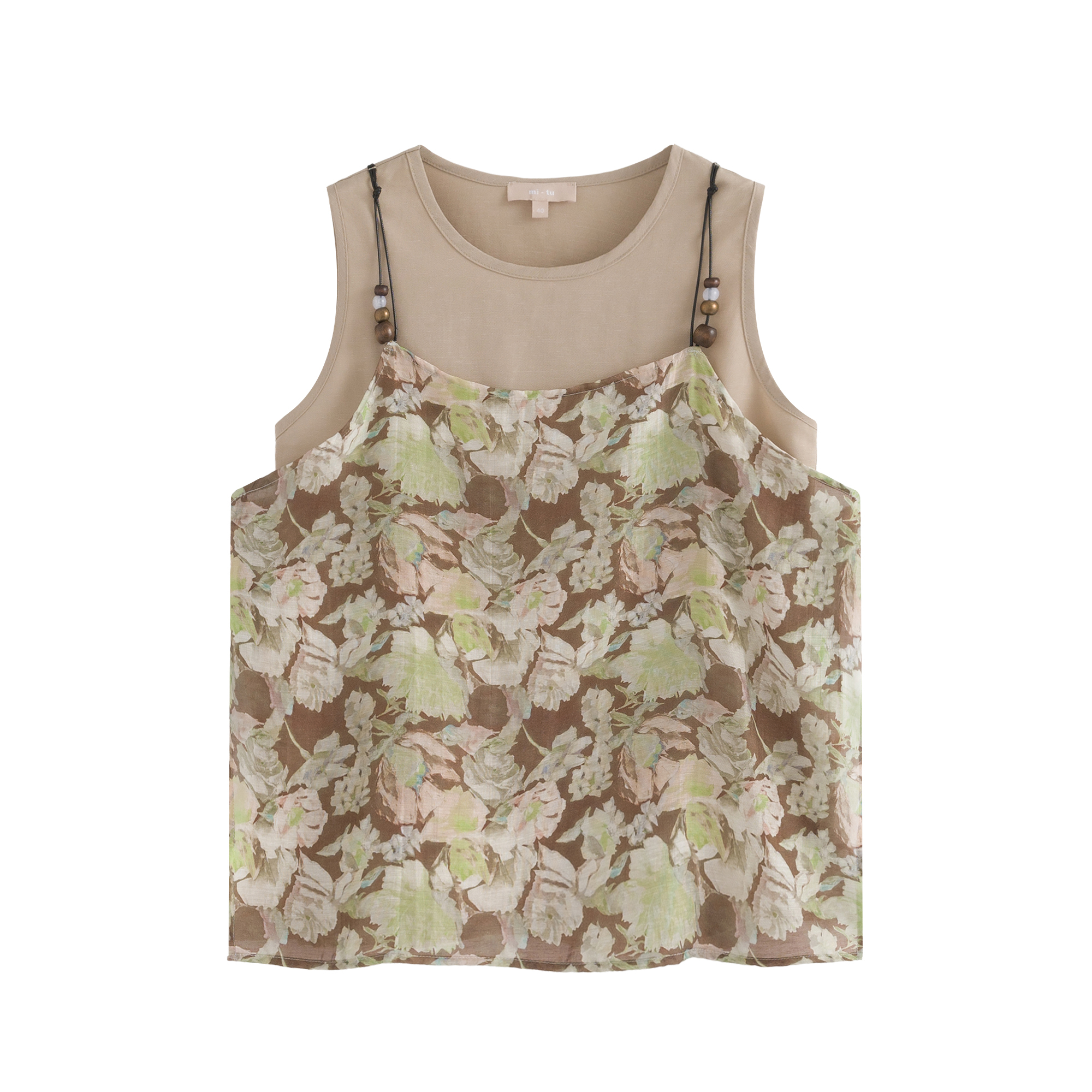 mi-tu 印花假兩件背心