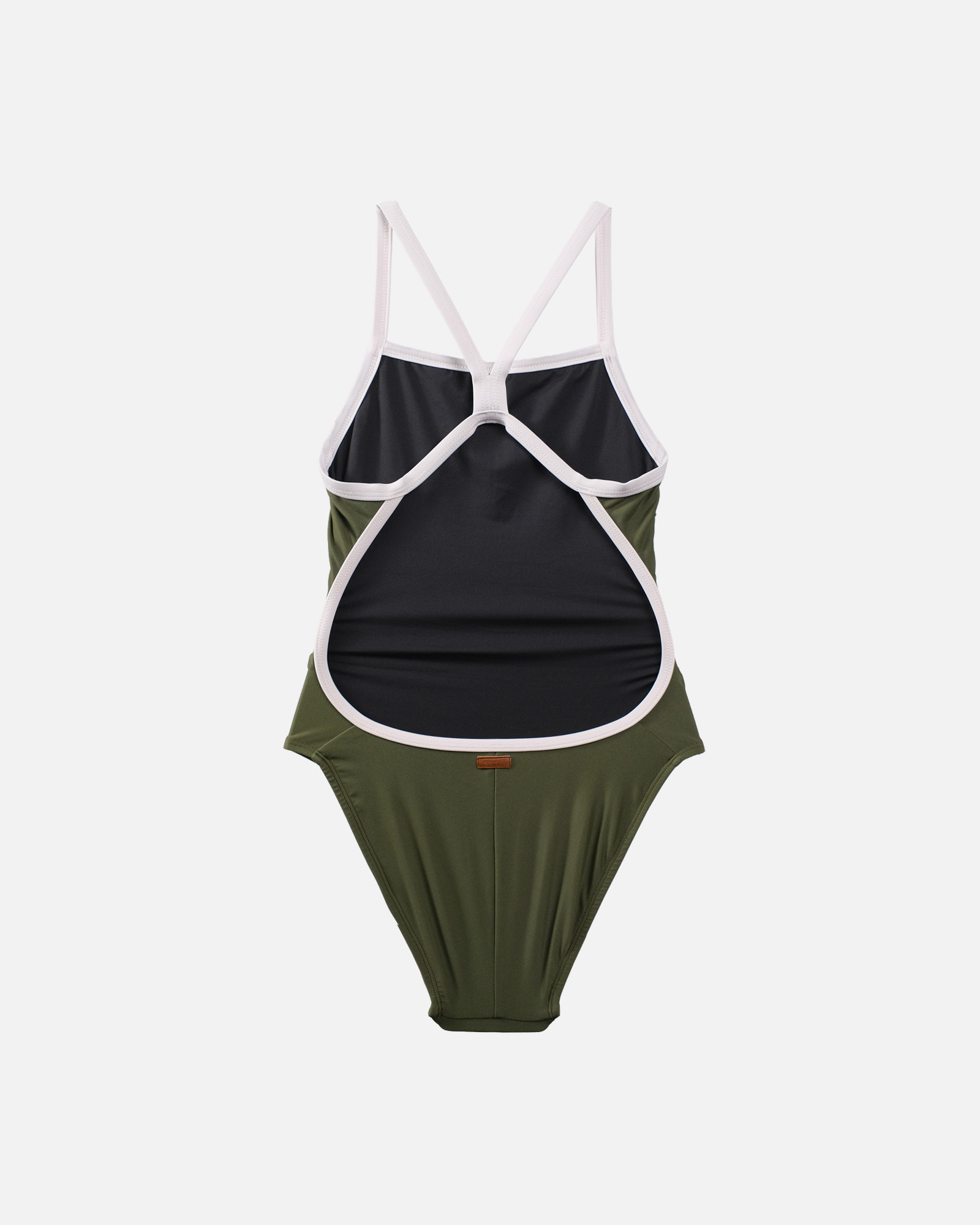 【橄欖綠x素白邊】ARE 泳著｜無墊練習泳裝