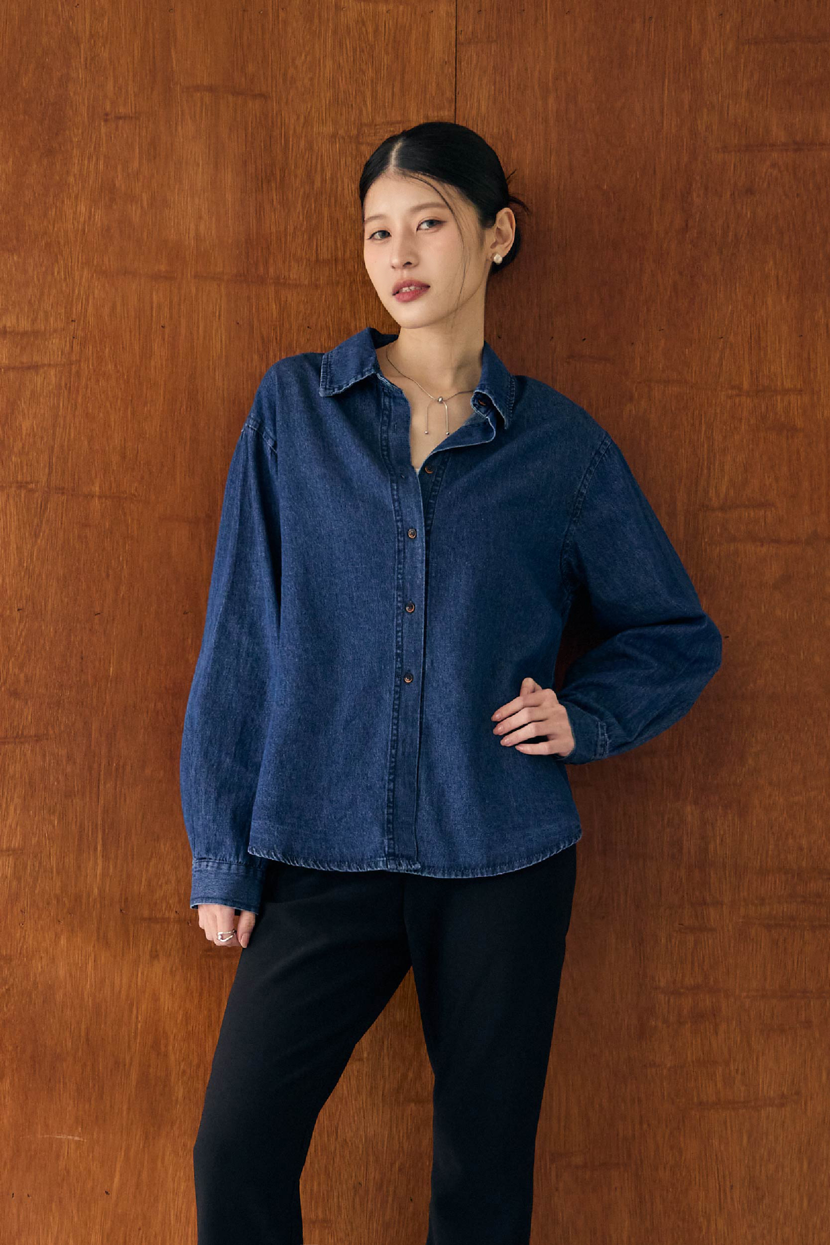 輕量水洗類丹寧襯衫