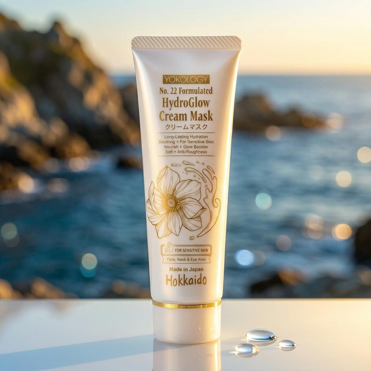 YOKOLOGY No. 22 Formulated HydroGlow Cream Mask 北海道No.22 極水光修復降敏面膜 (80g) 別號：「水庫面膜」｜高階規格廠｜「無添加」防腐劑和香料｜濕敏肌和醫美肌適用 | 眼面頸