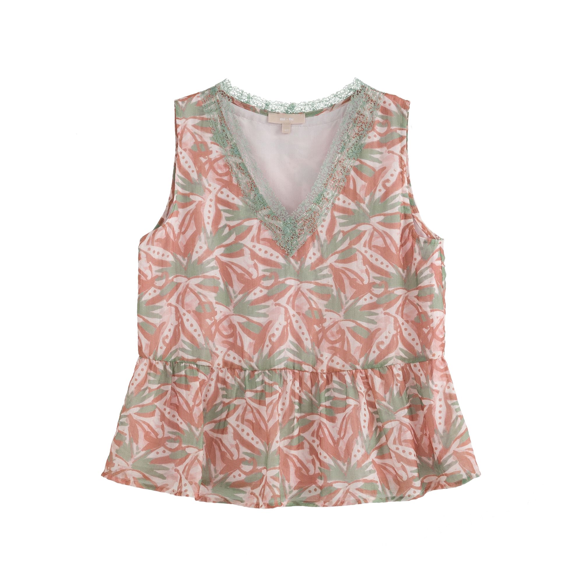 mi-tu 蕾絲印花背心