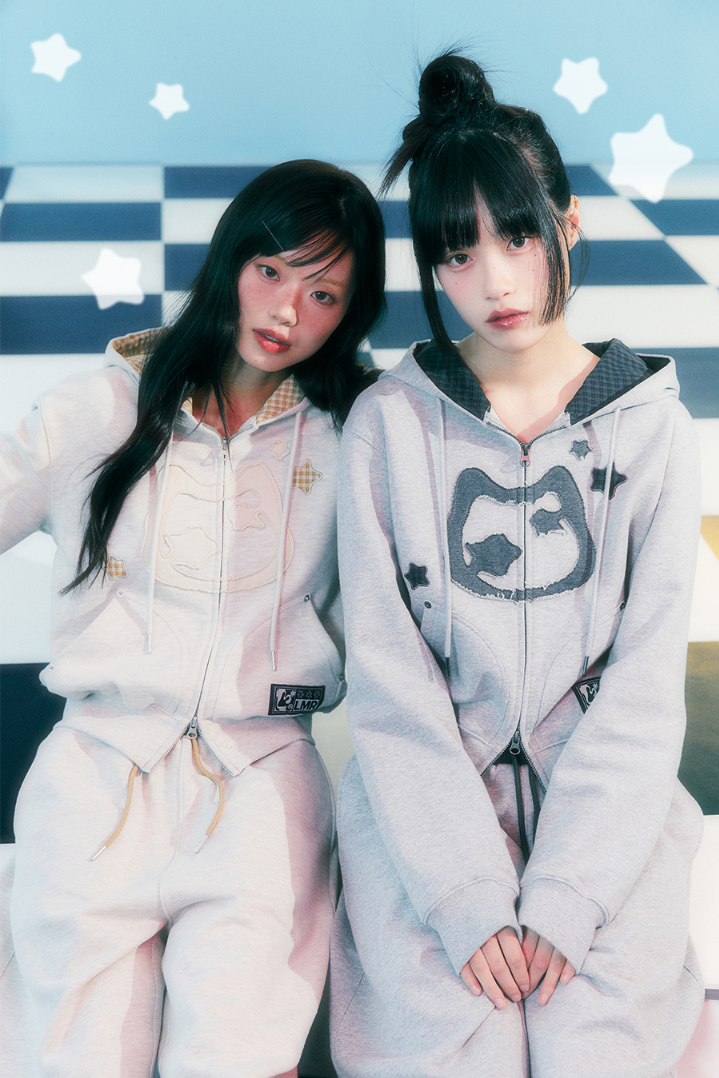 【直播】LMR LX041353 貓咪圖案拼接短款連帽拉鏈外套(BQQZPAS104)