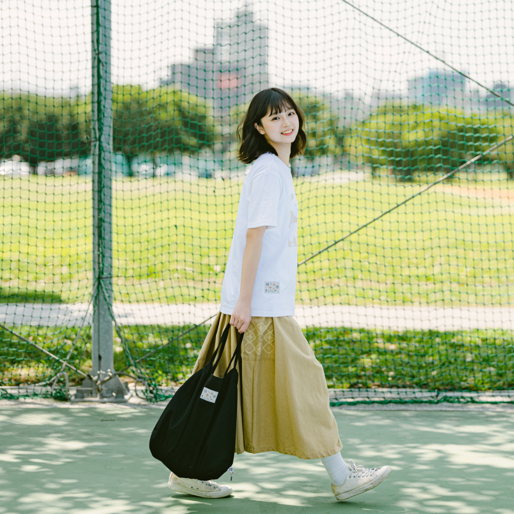 印花樂寬版絹印T恤/