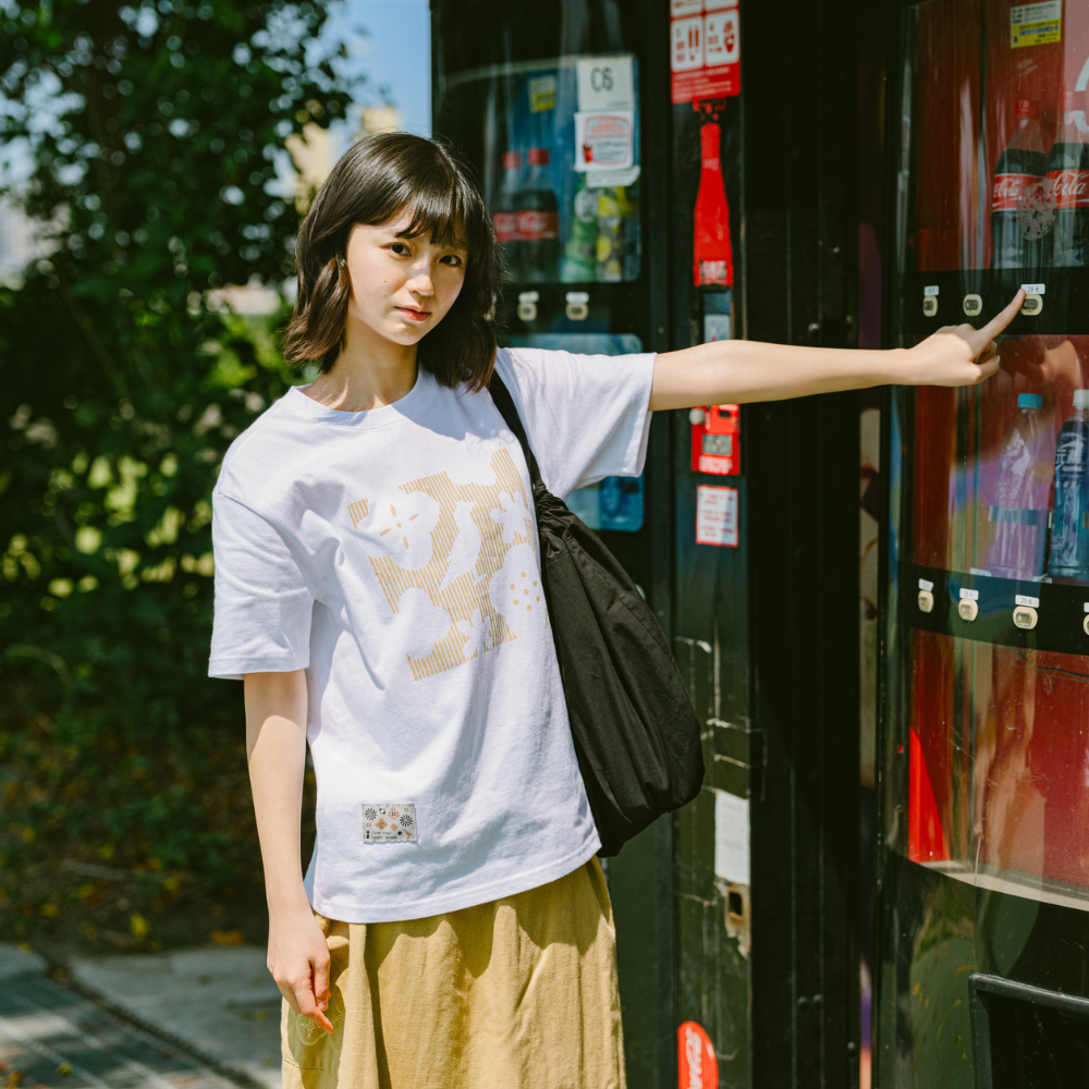 印花樂寬版絹印T恤/