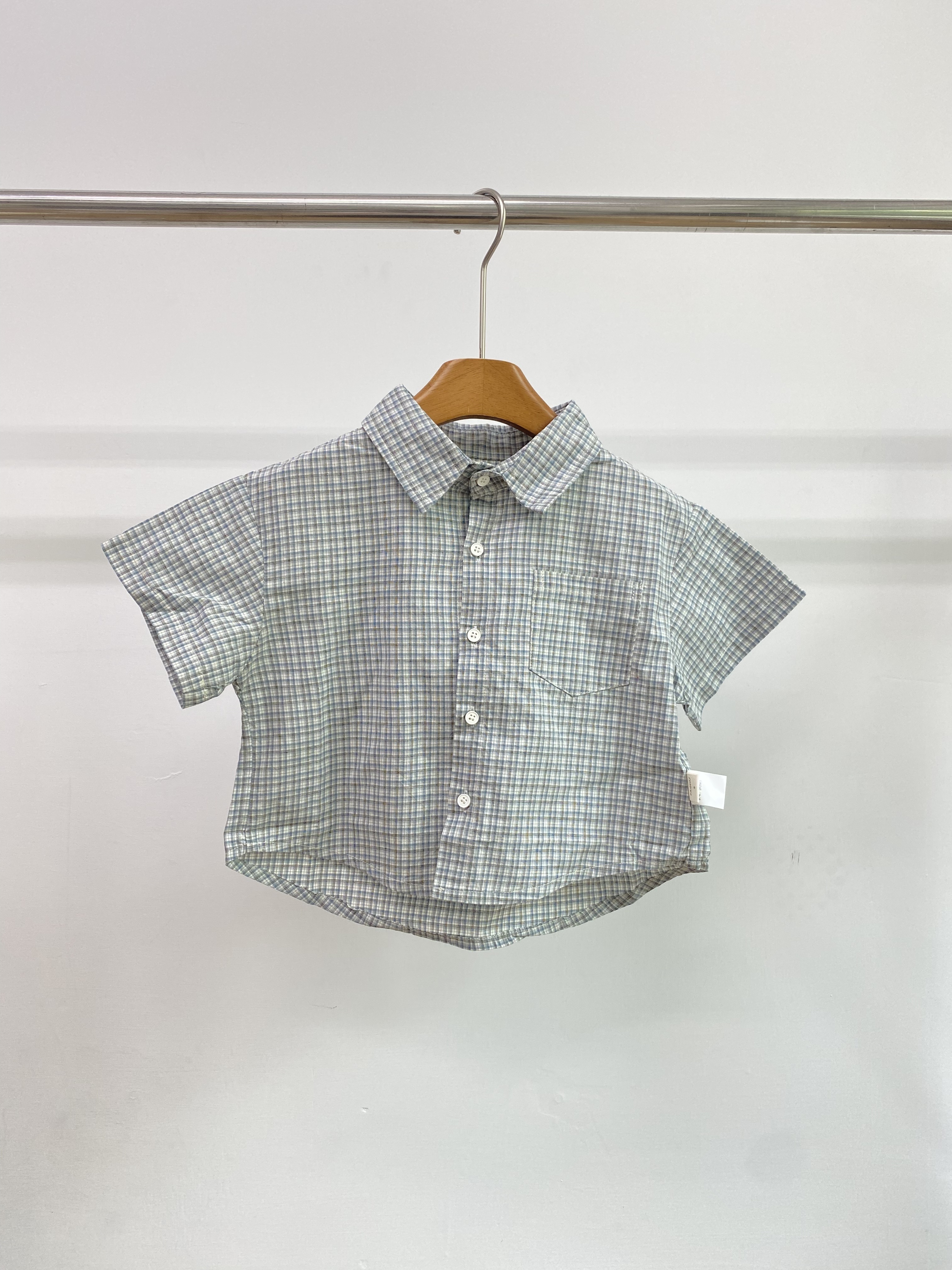 A04844口袋格子襯衫