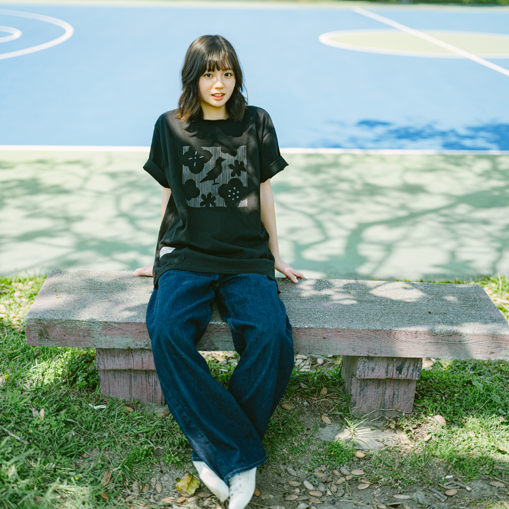 印花樂寬版絹印T恤/