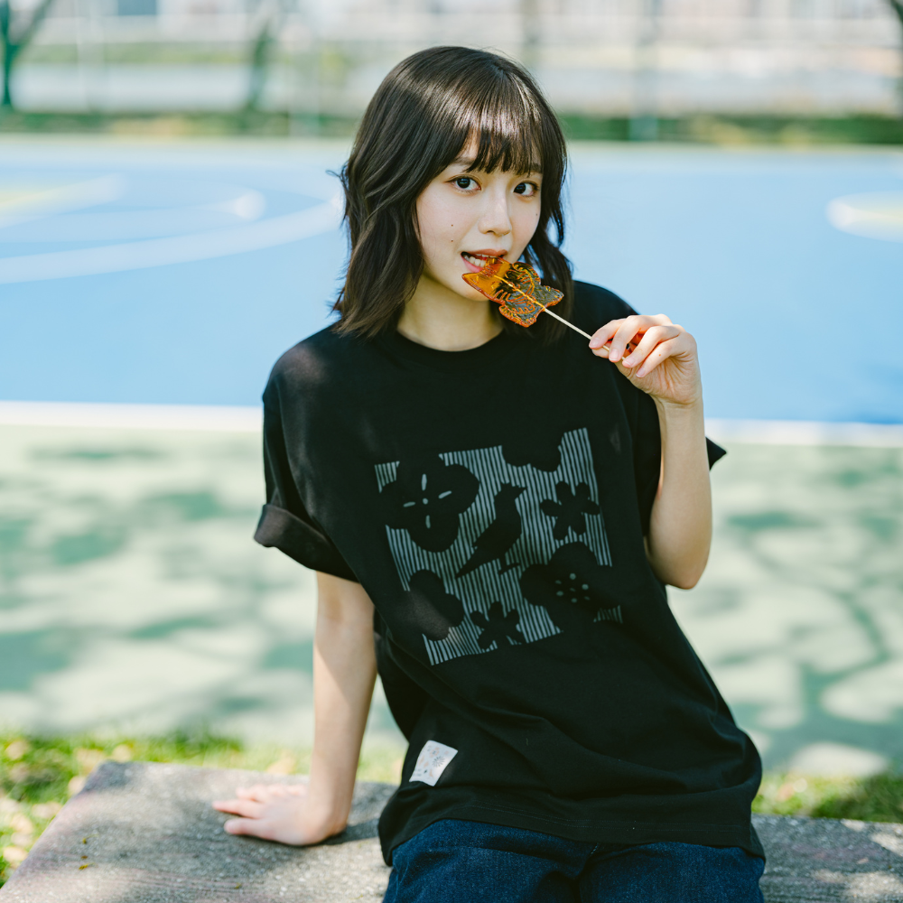 印花樂寬版絹印T恤/