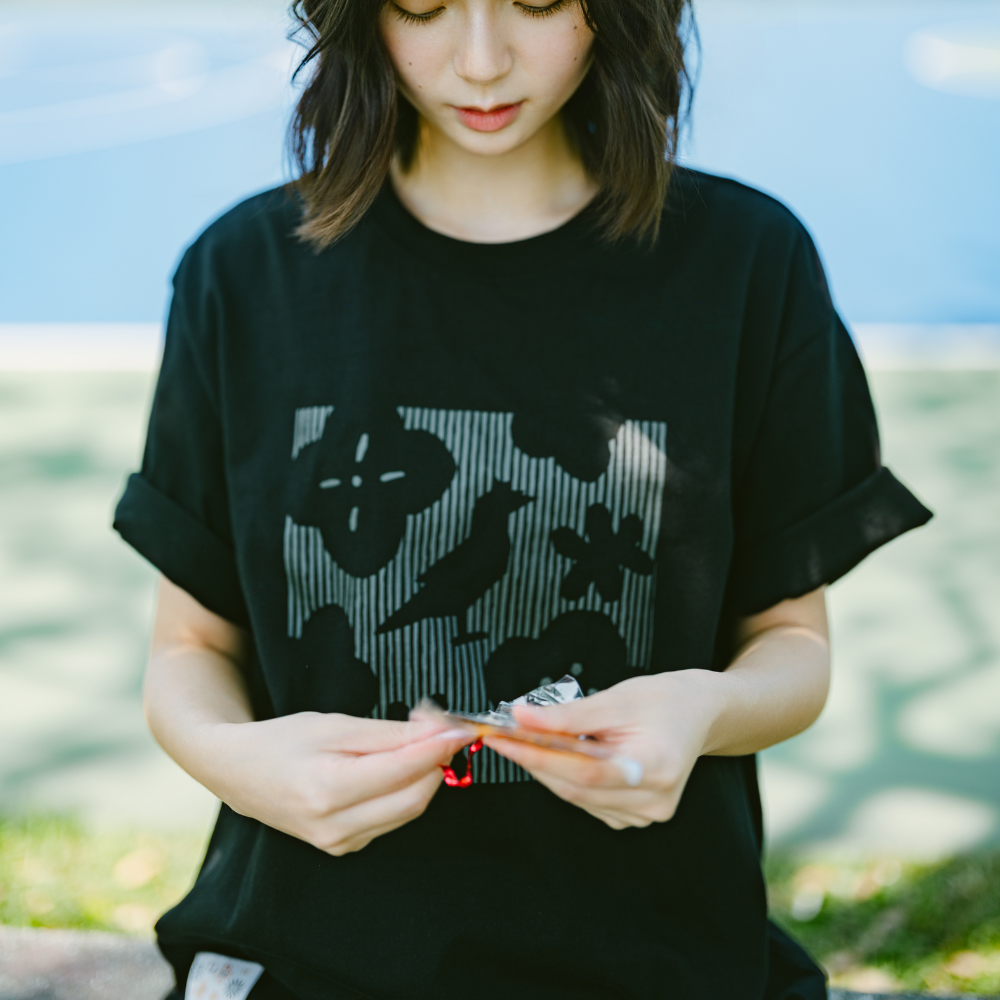 印花樂寬版絹印T恤/