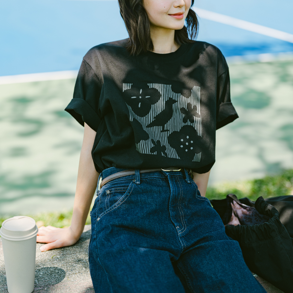 印花樂寬版絹印T恤/