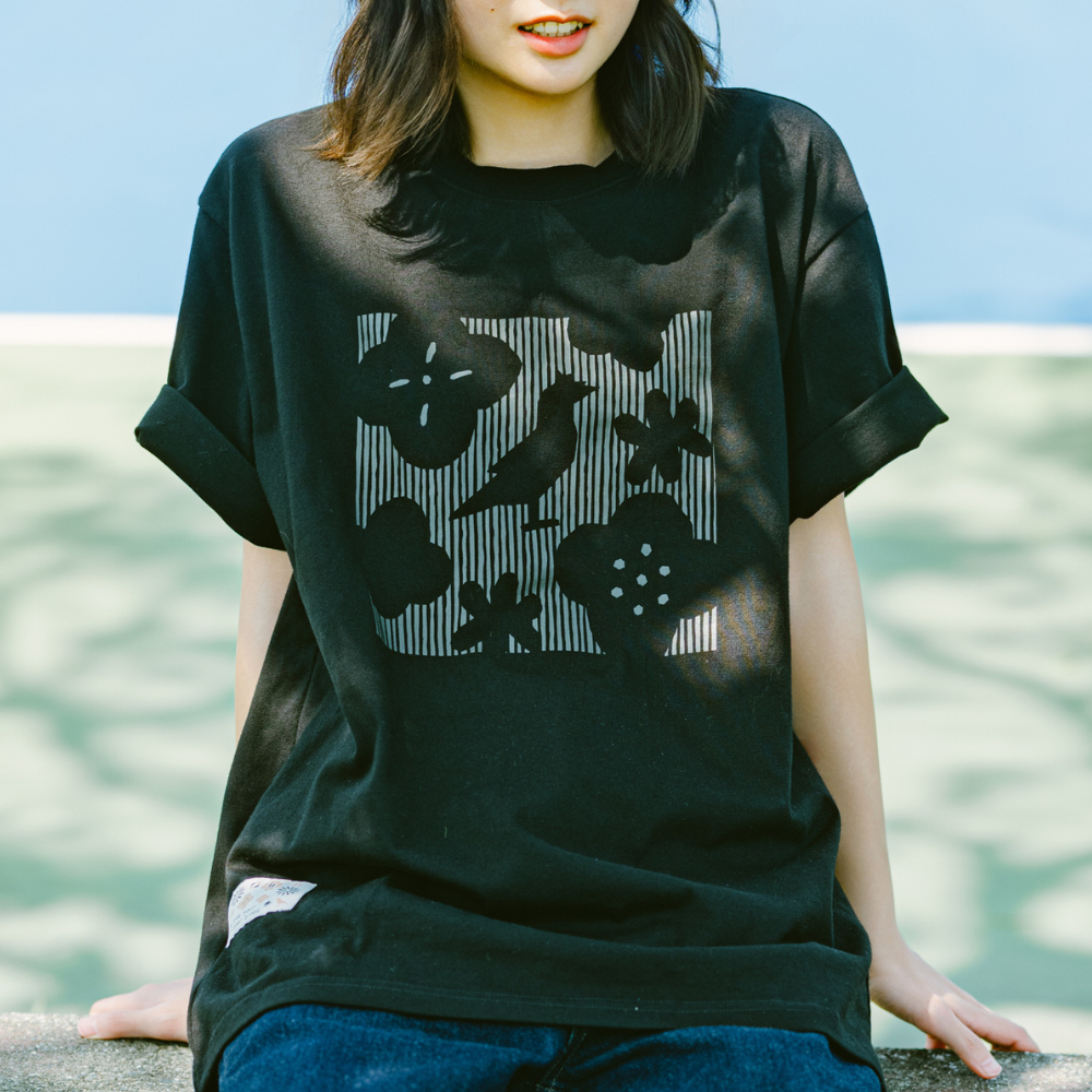 印花樂寬版絹印T恤/