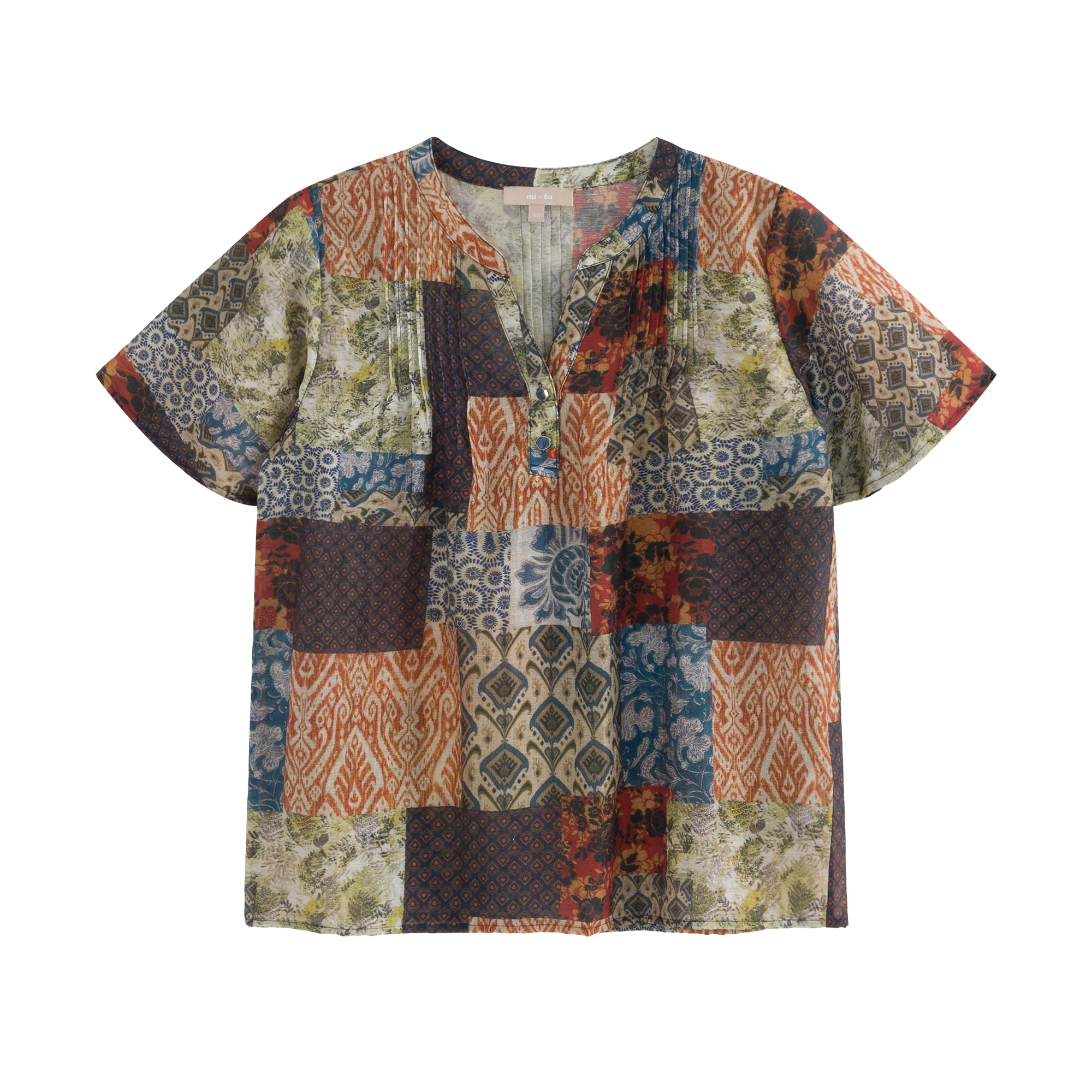 mi-tu 印花拼接T恤