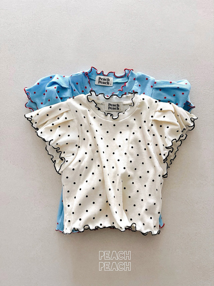 正韓夏PEACHPEACH 兩色點點木耳捲邊上衣