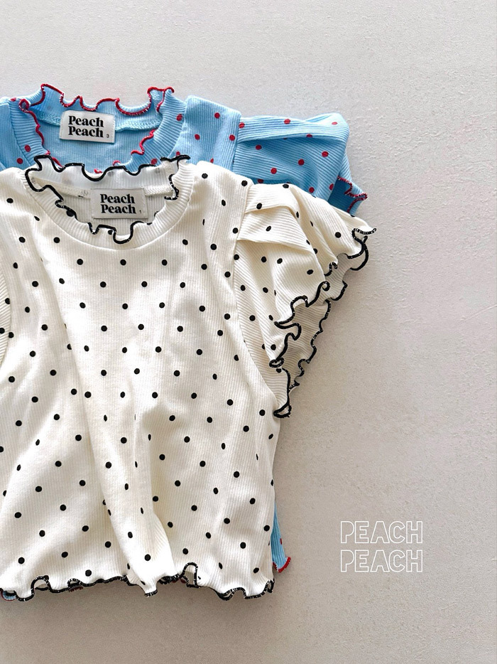 正韓夏PEACHPEACH 兩色點點木耳捲邊上衣