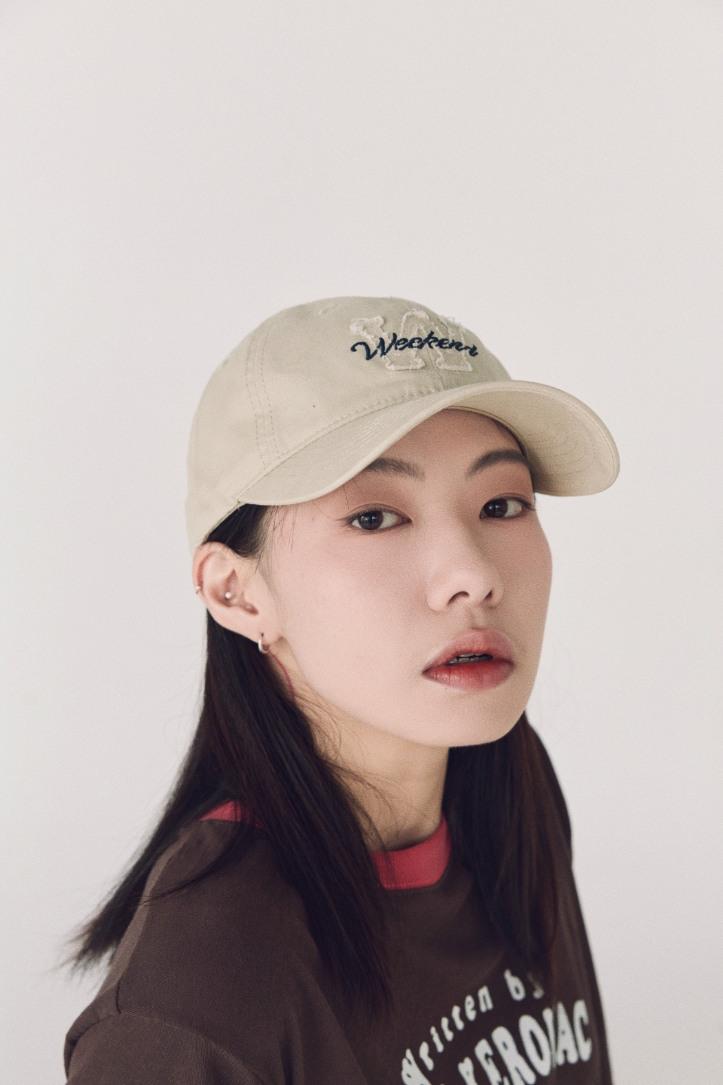 W拼布毛邊老帽-杏