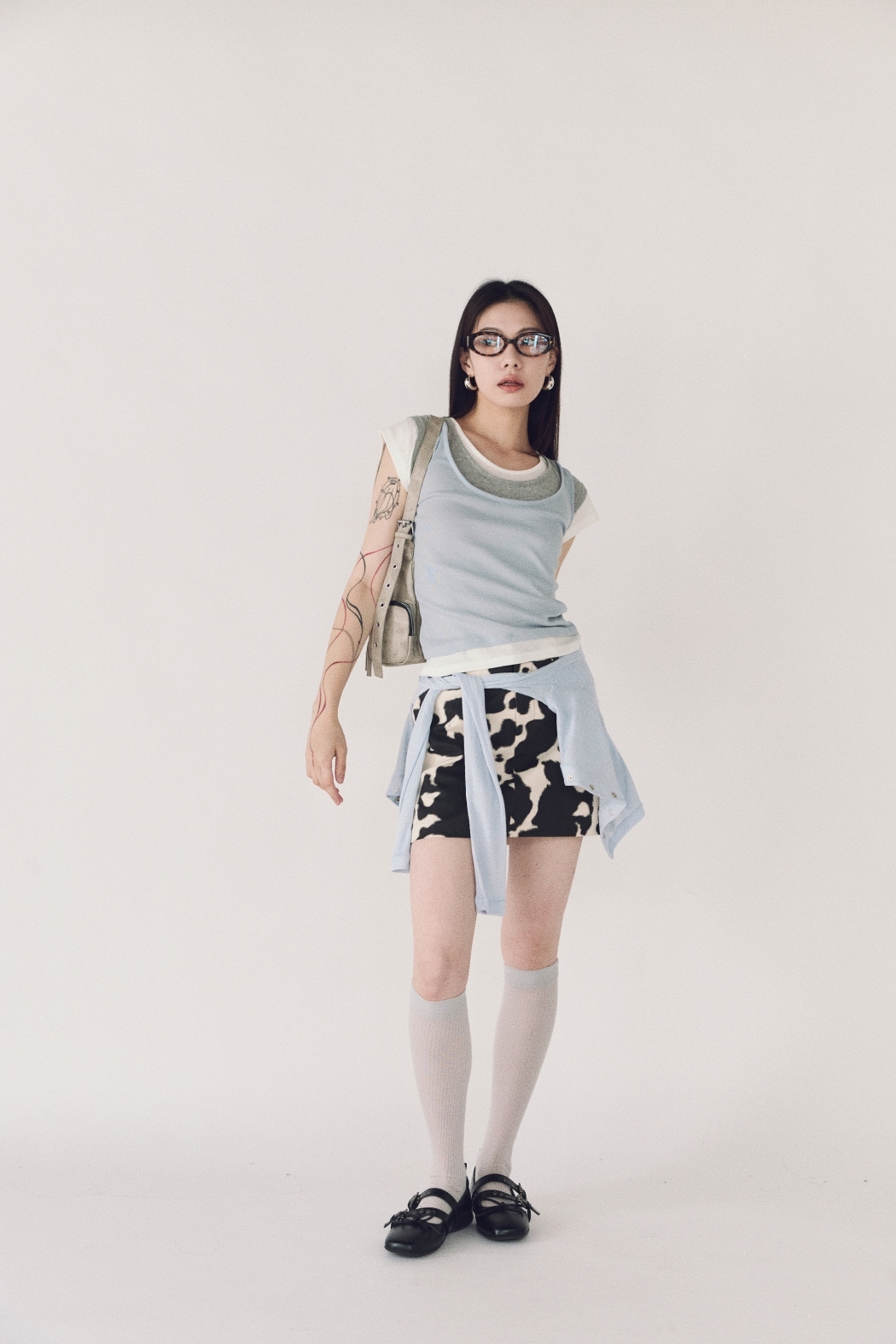 多層配色短袖上衣