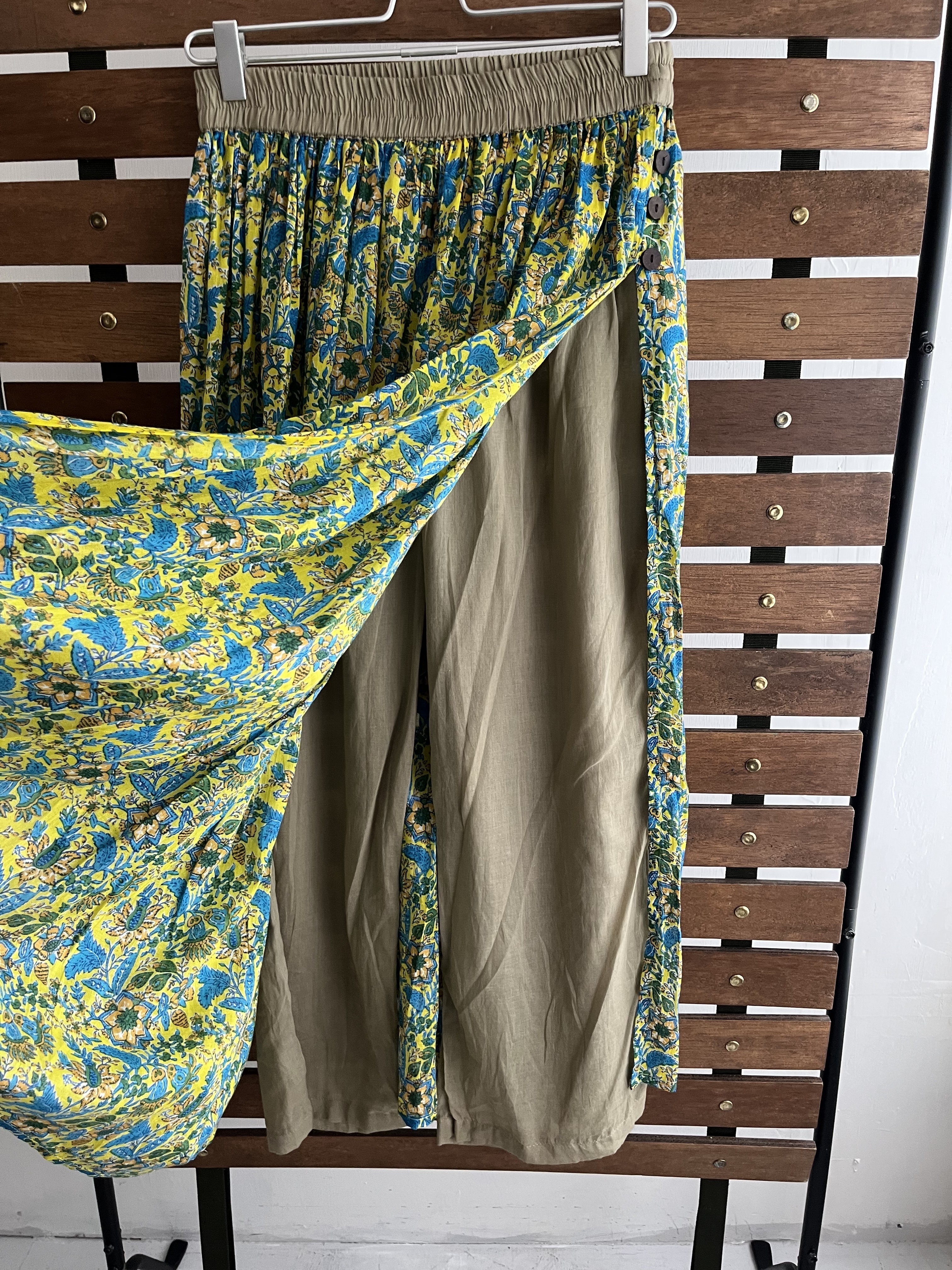 黃色花花全橡筋裙褲