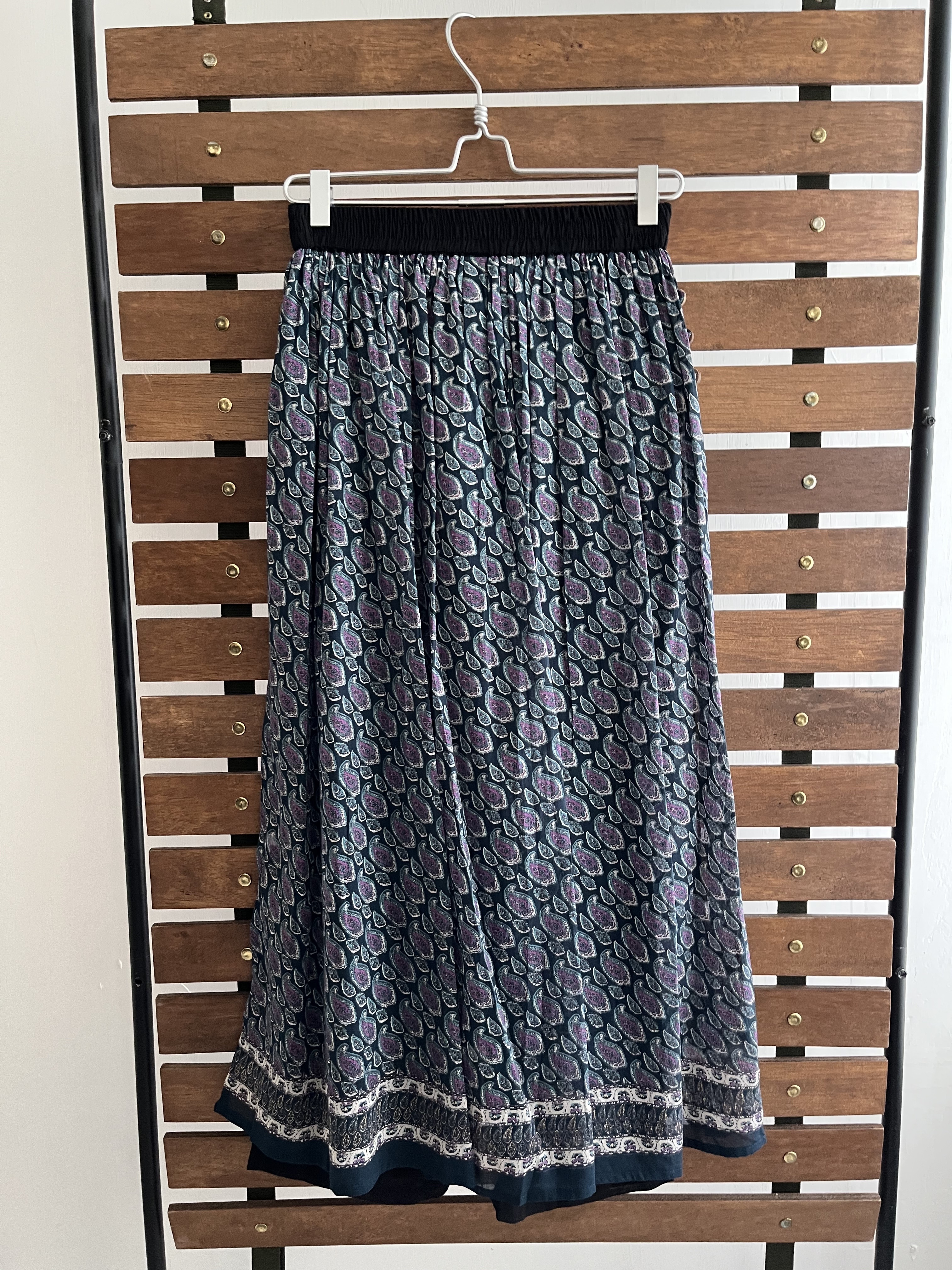 藍色腰果花全橡筋裙褲