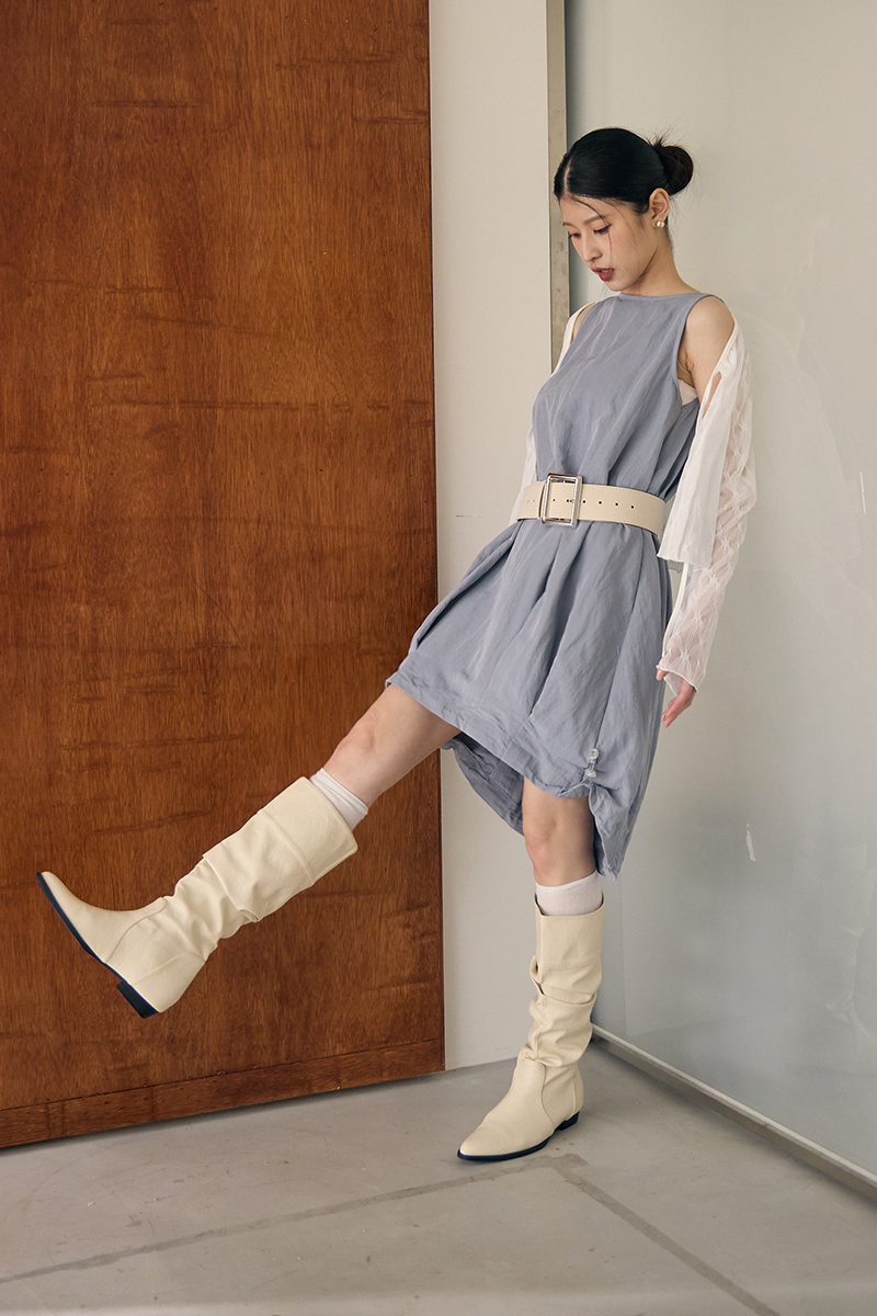 花苞擺廓形連身裙