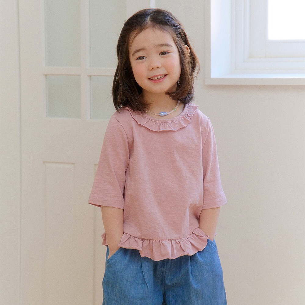 90-130 AM 設計師荷葉邊上衣 2色