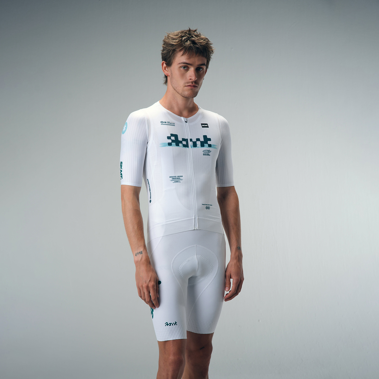 閃特白色男款短車衣