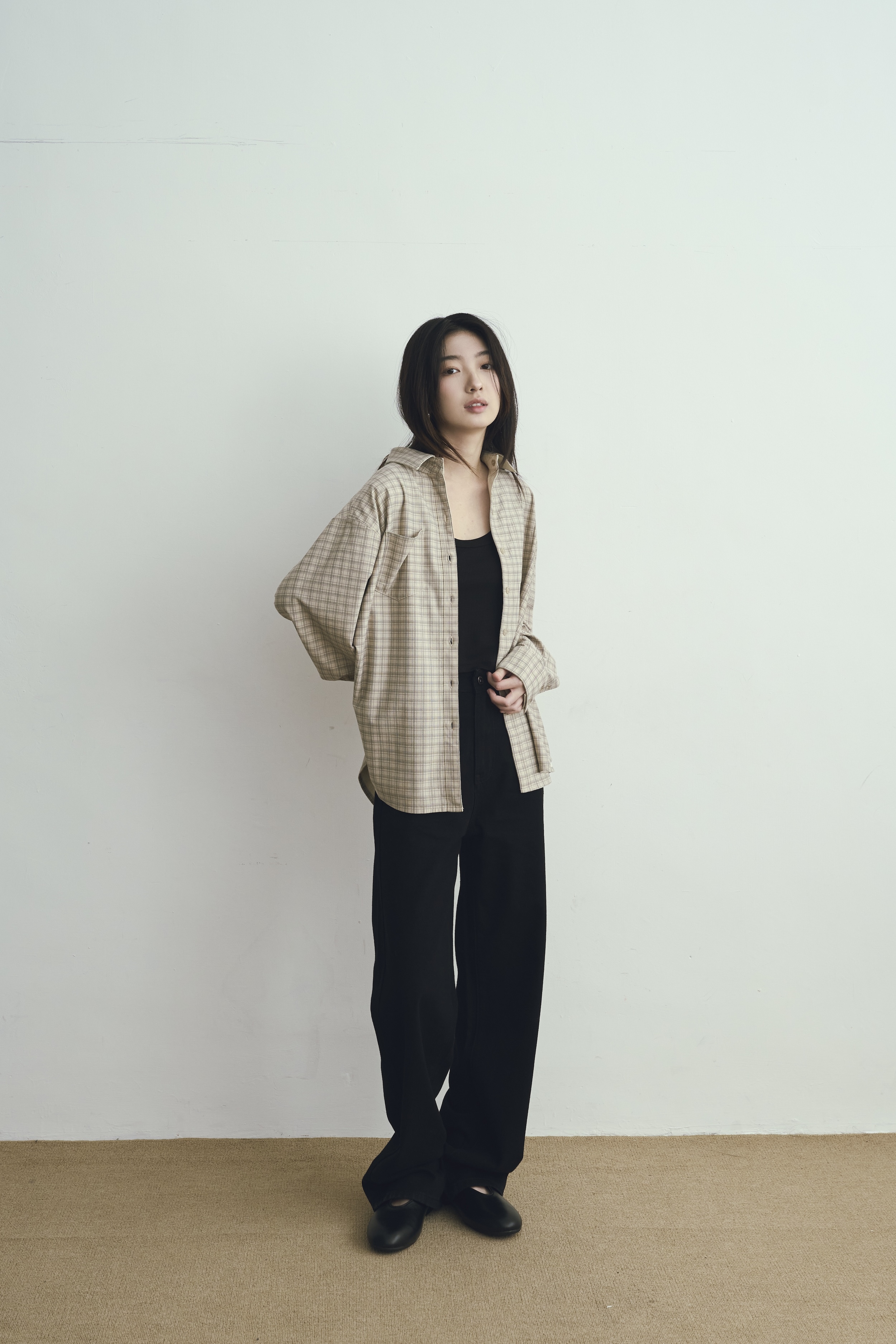 Gmade/雙面穿輕焙燕麥格紋襯衫-淺杏【預購】