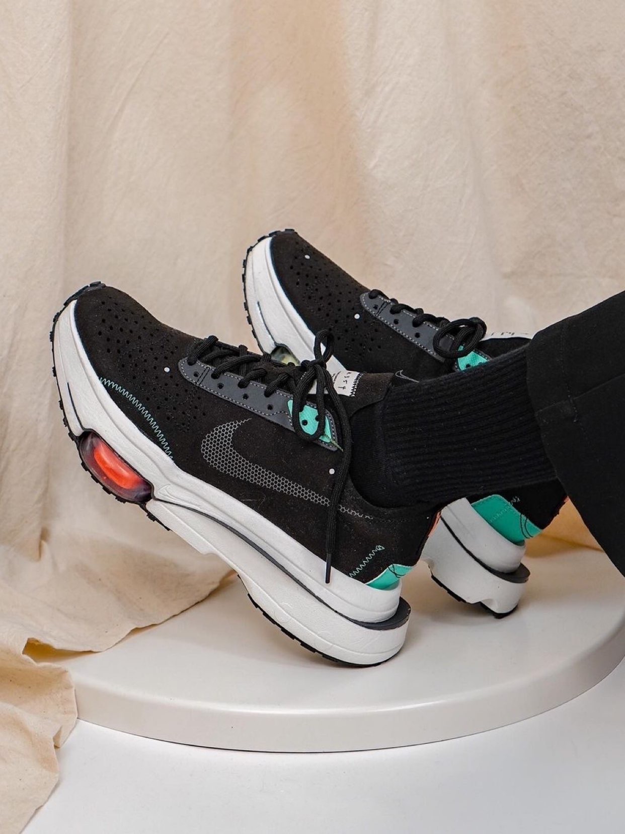 代購-NIKE AIR ZOOM TYPE N.354 黑薄荷綠 黑色 雙層中底 增高 解構 氣墊 CJ2033-010