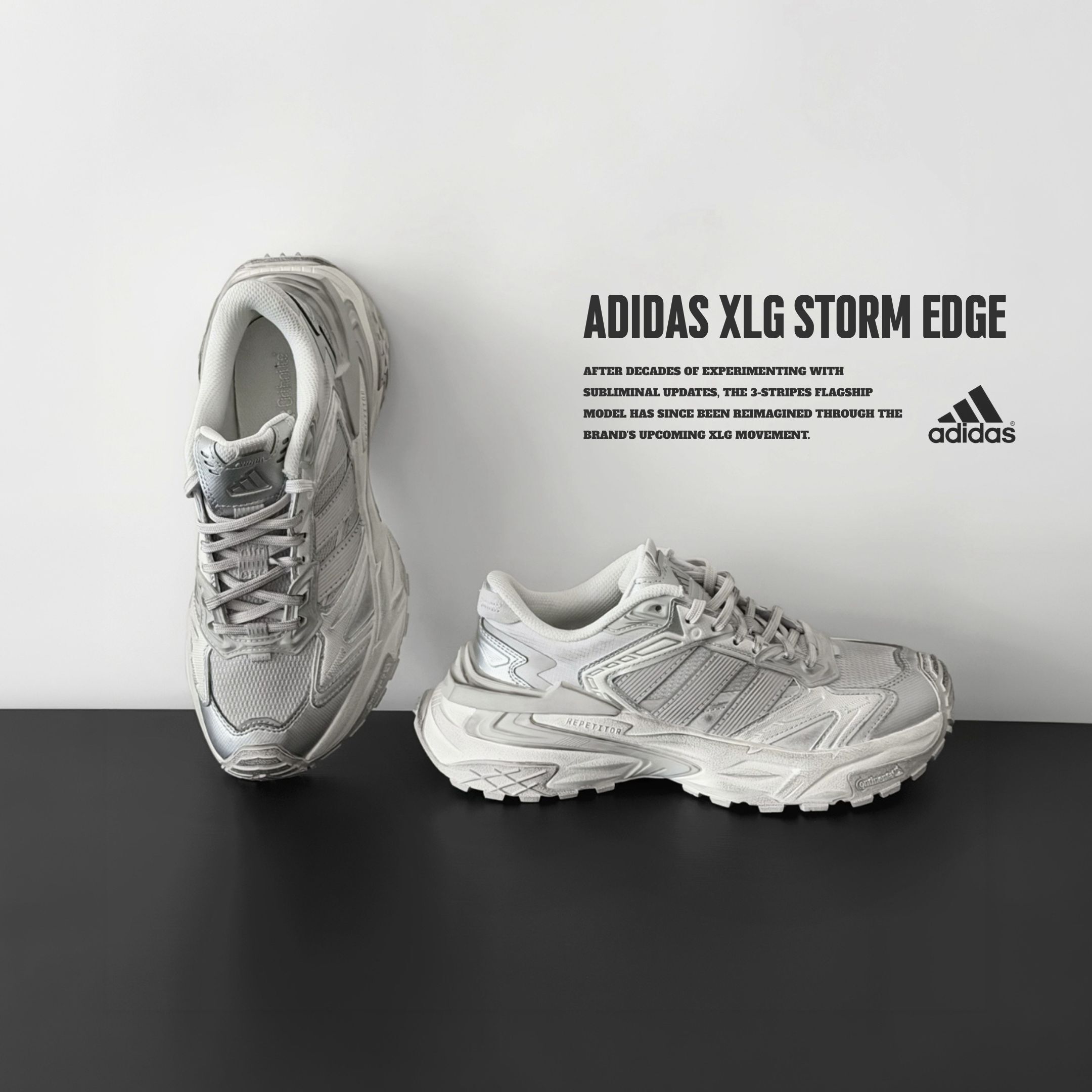 NICEDAY 代購 Adidas XLG Storm Edge 灰 復古 做舊 老爹鞋 KJ4569