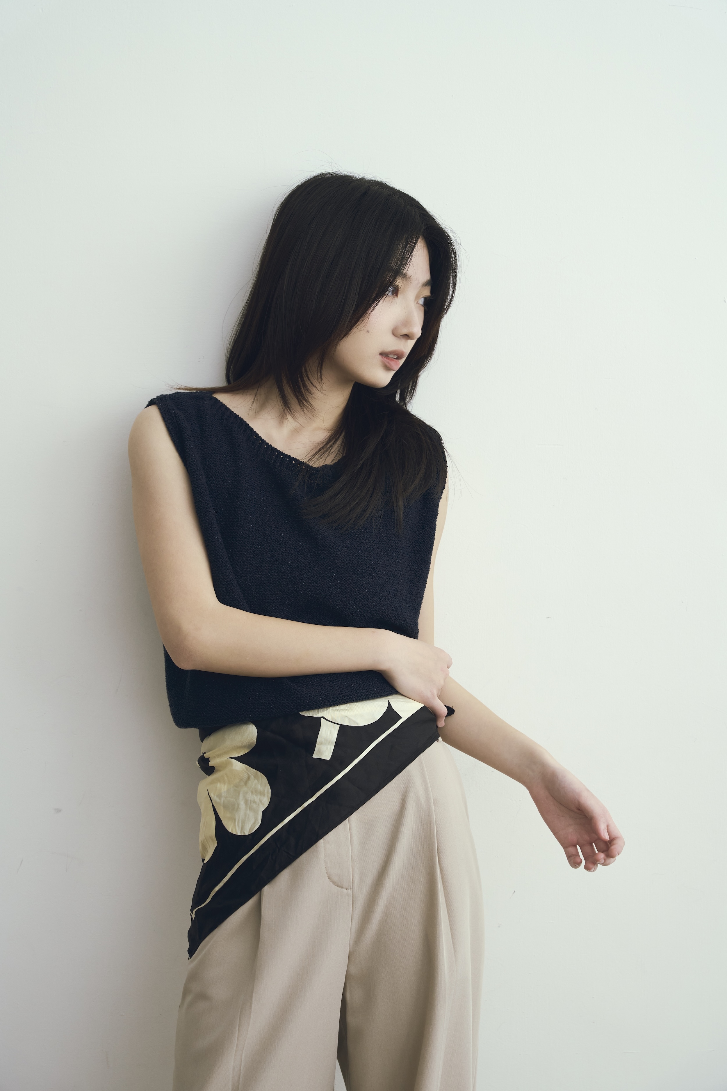 Gmade/細閃涼紗零副乳針織背心-深藍