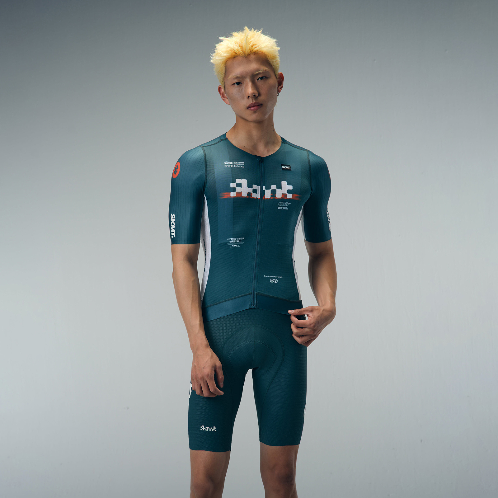 閃特墨綠男款短車衣